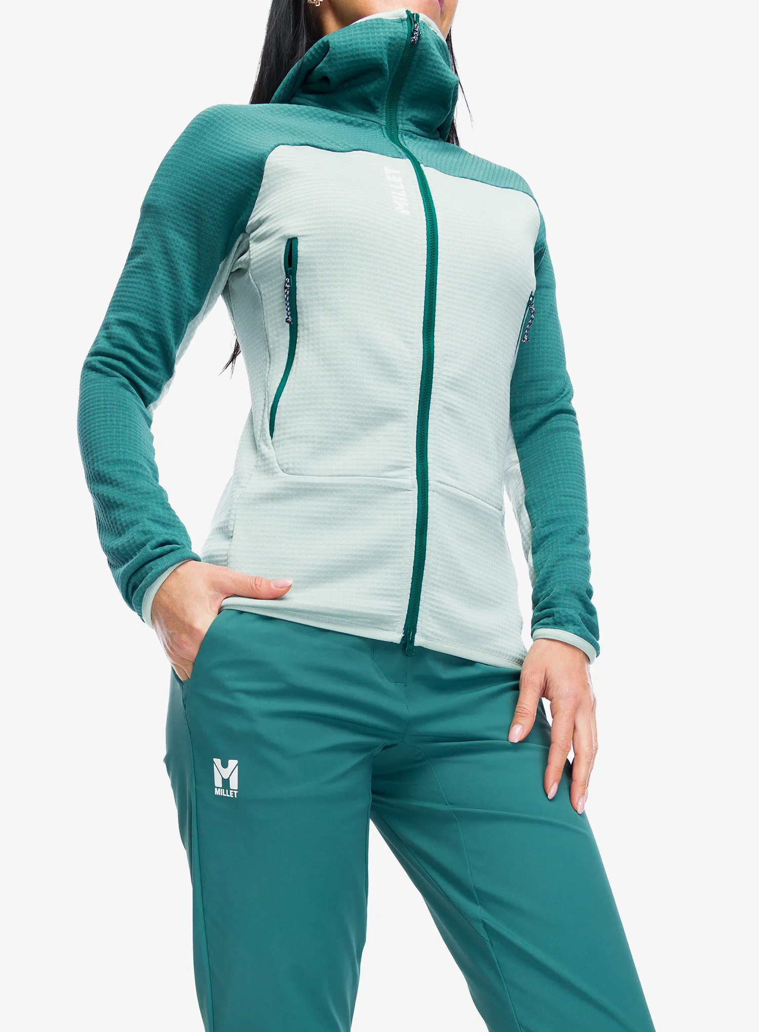Кофта на замку жіноча Millet Fusion Grid Hoodie - seaweed/bottle