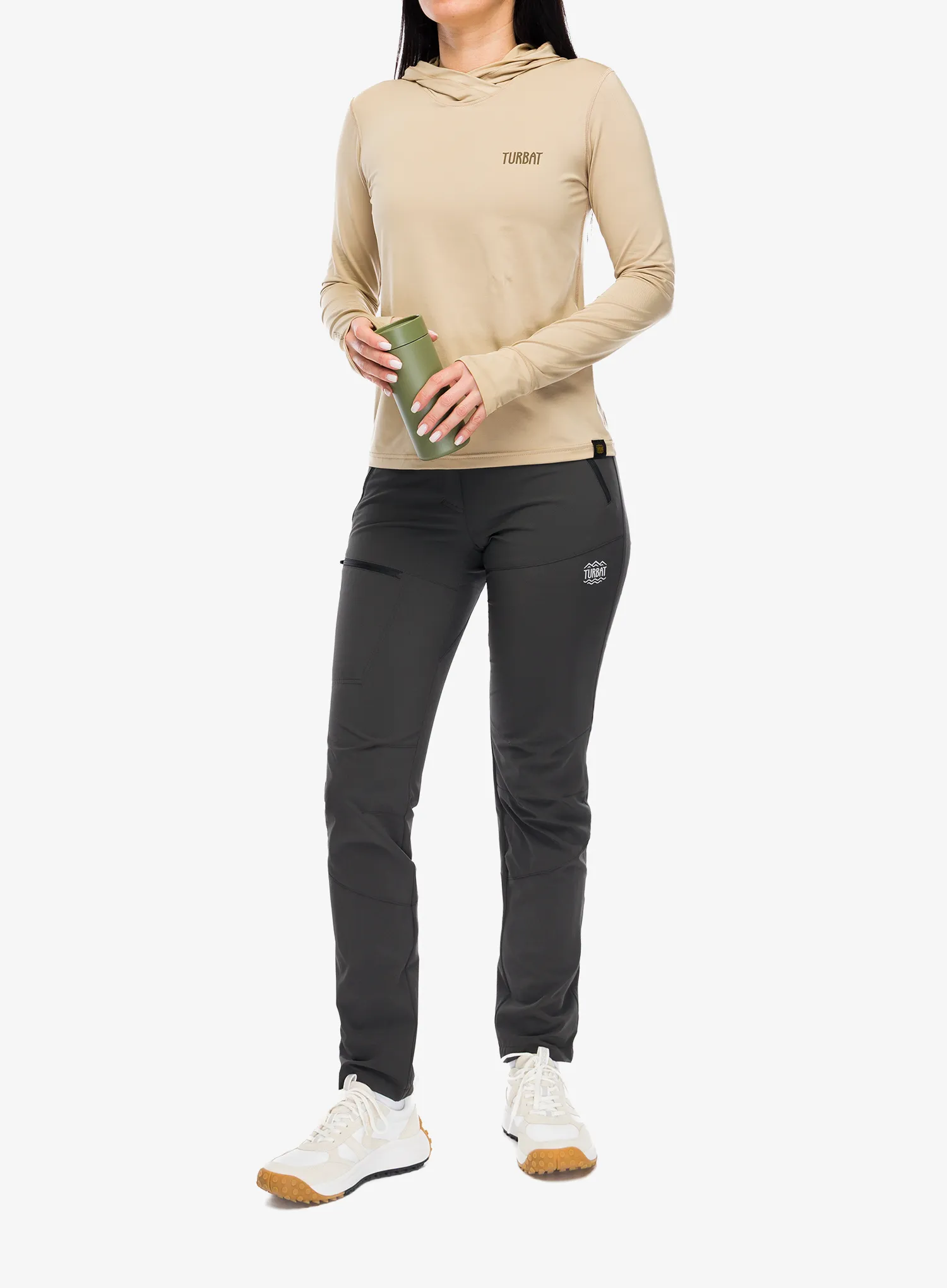 Термокофта жіноча Turbat Hike Lite LS Hood Thermo T-Shirt - cornstalk sand