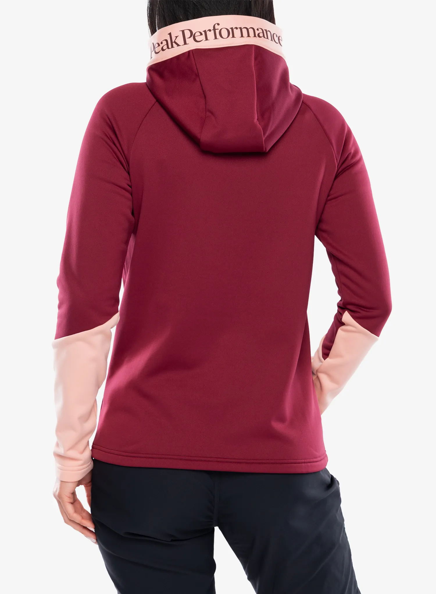 Кофта з каптуром жіноча Peak Performance Rider Essentials Zip Hood - vertical zenith/peach fuzz