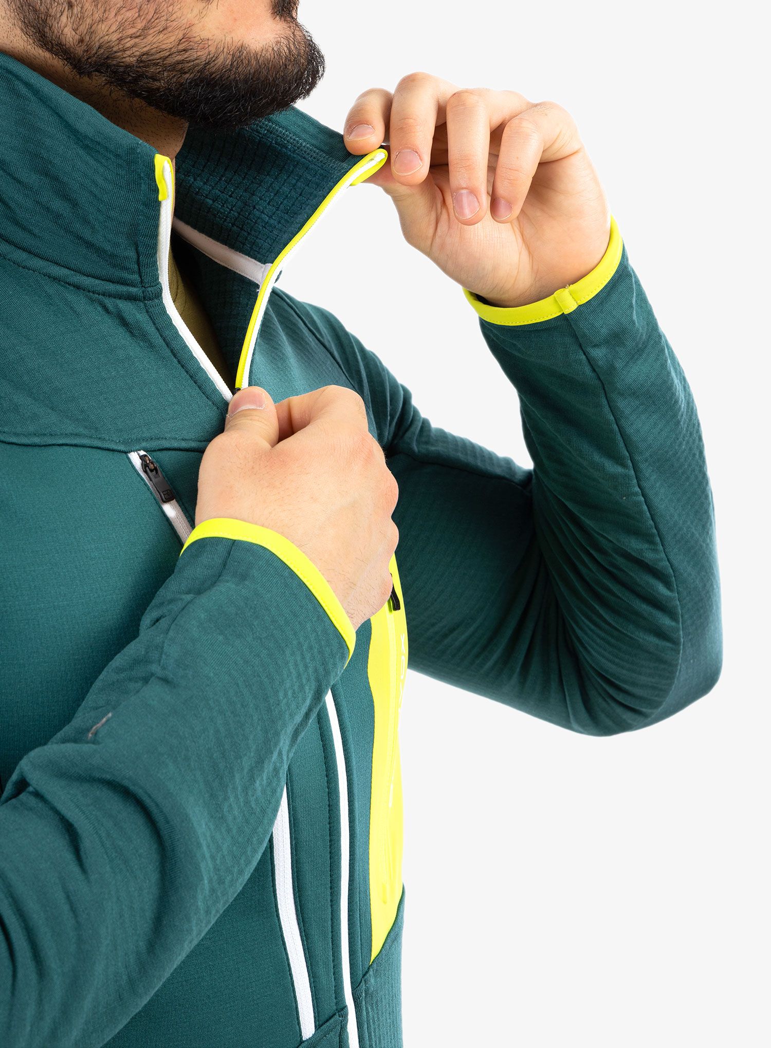 Кофта на замку Ortovox Fleece Grid Jacket - pacific green