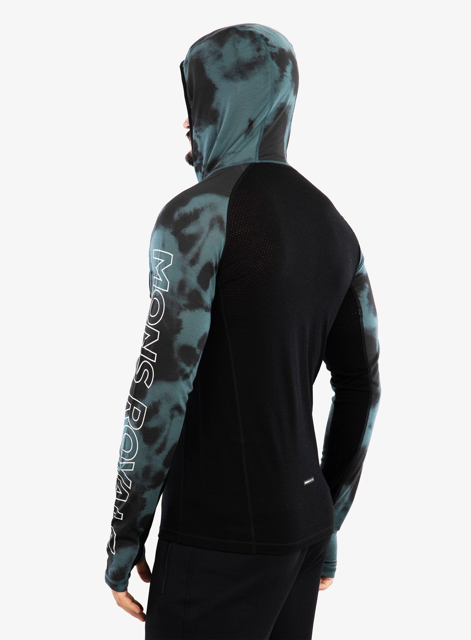 Термокофта Mons Royale Temple Tech Hood - sage tie dye/black