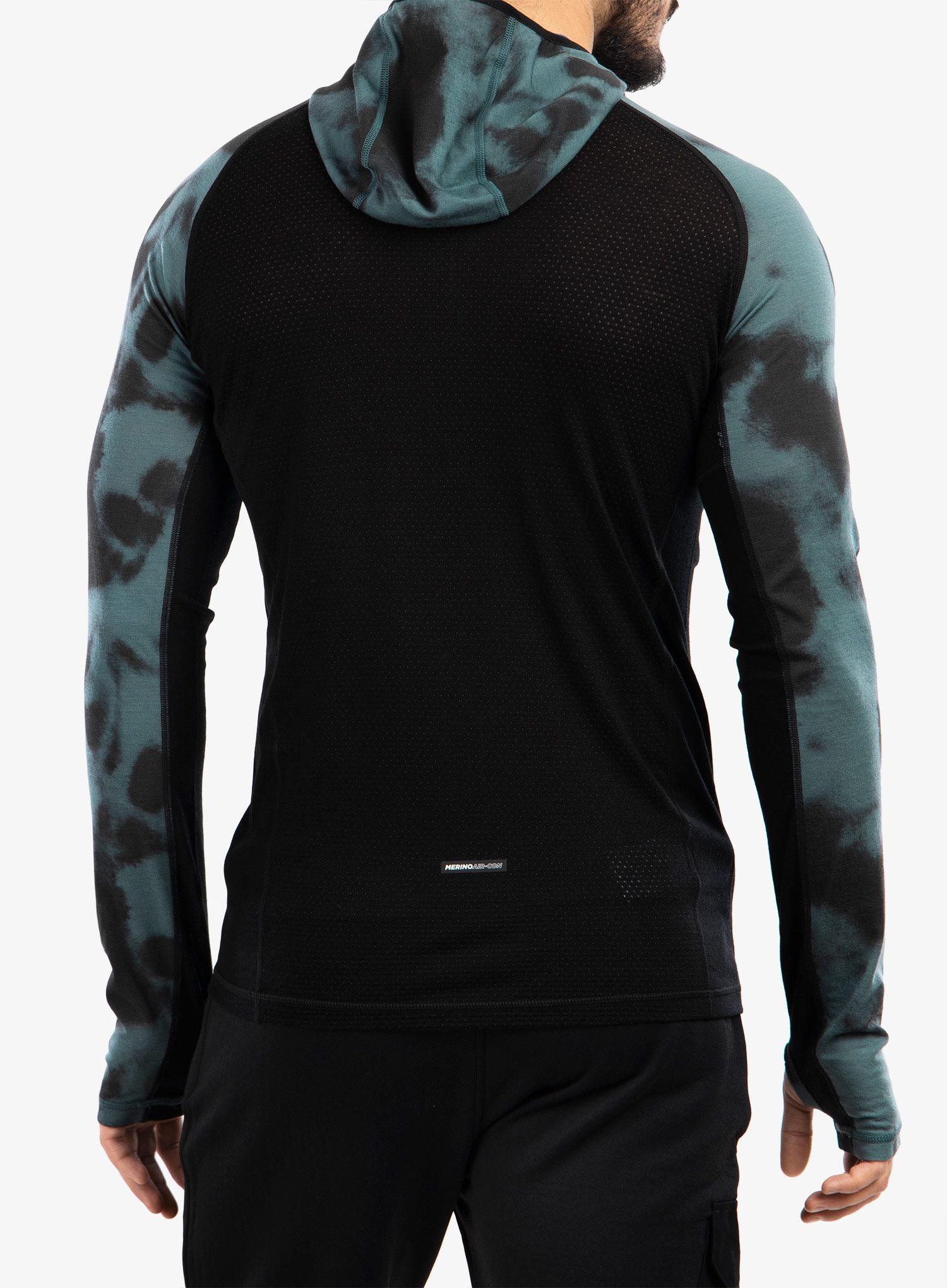 Термокофта Mons Royale Temple Tech Hood - sage tie dye/black