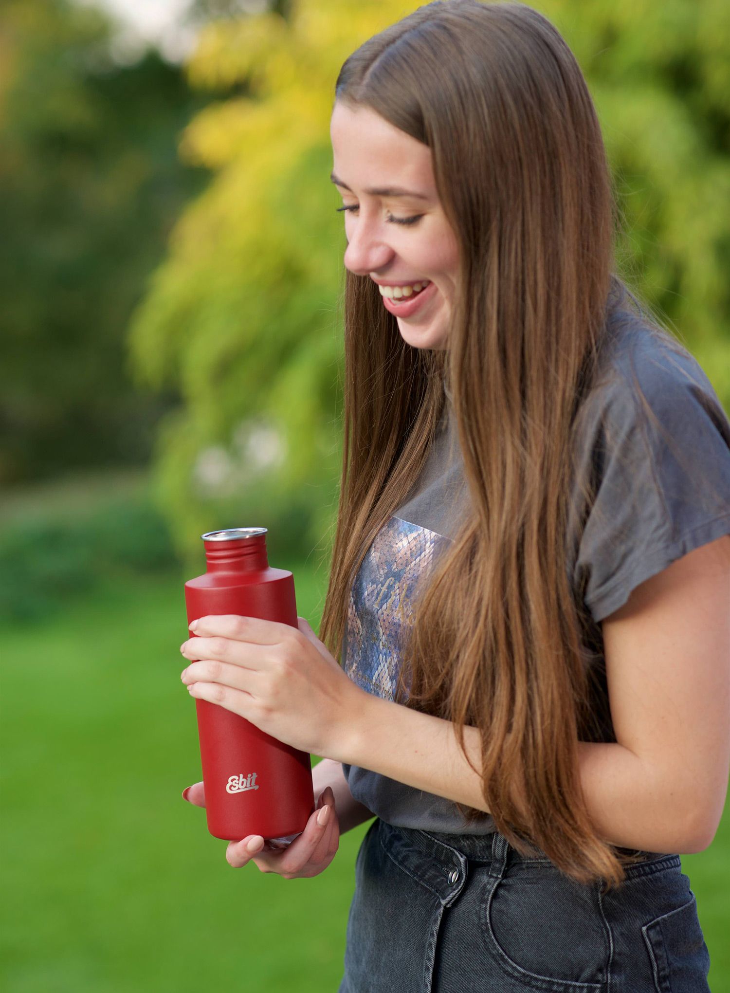 Пляшка туристична Esbit Sculptor Drinking Bottle 1L - burgundy red