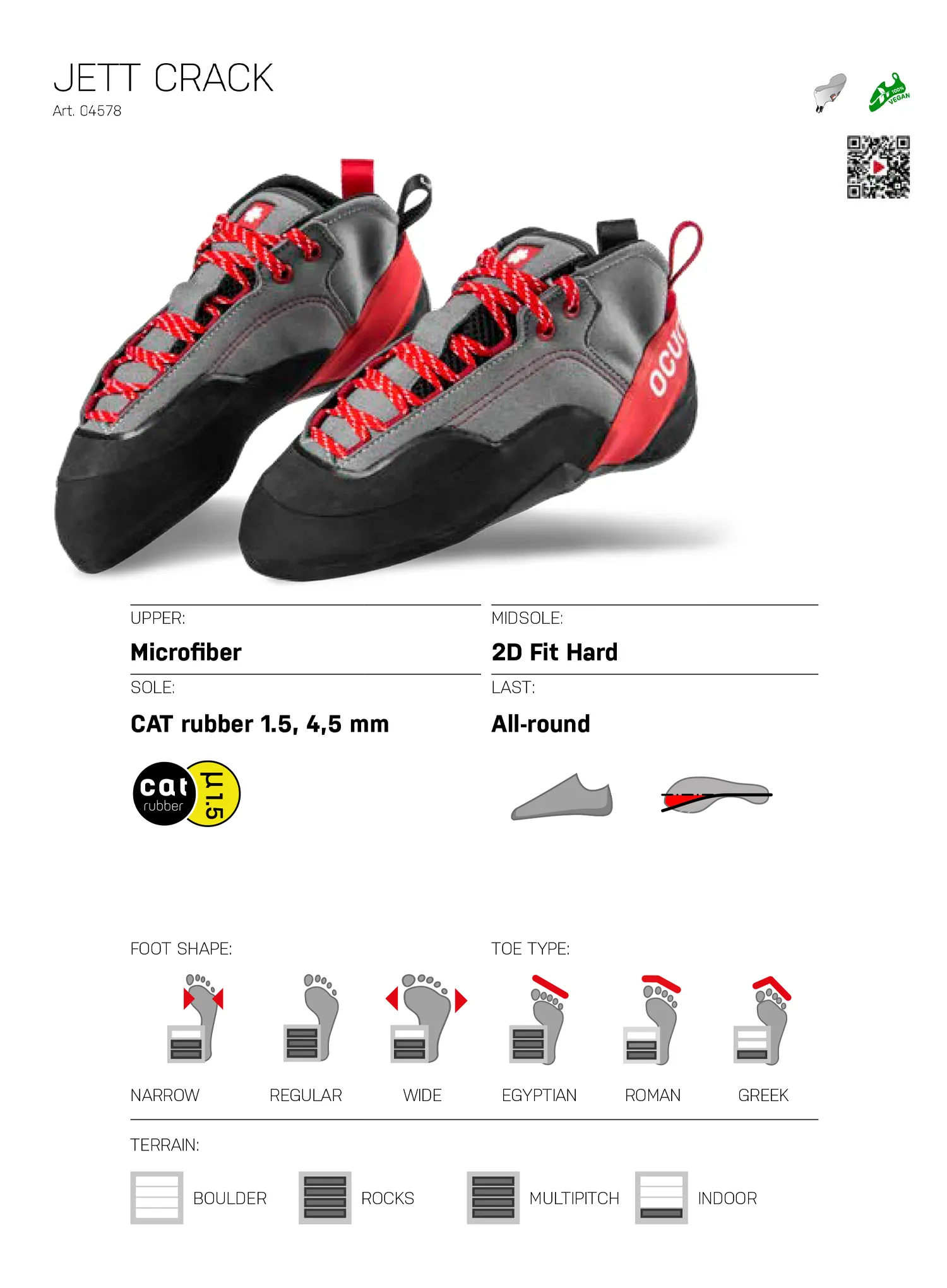 Скельники Ocun Jett Crack - grey/red