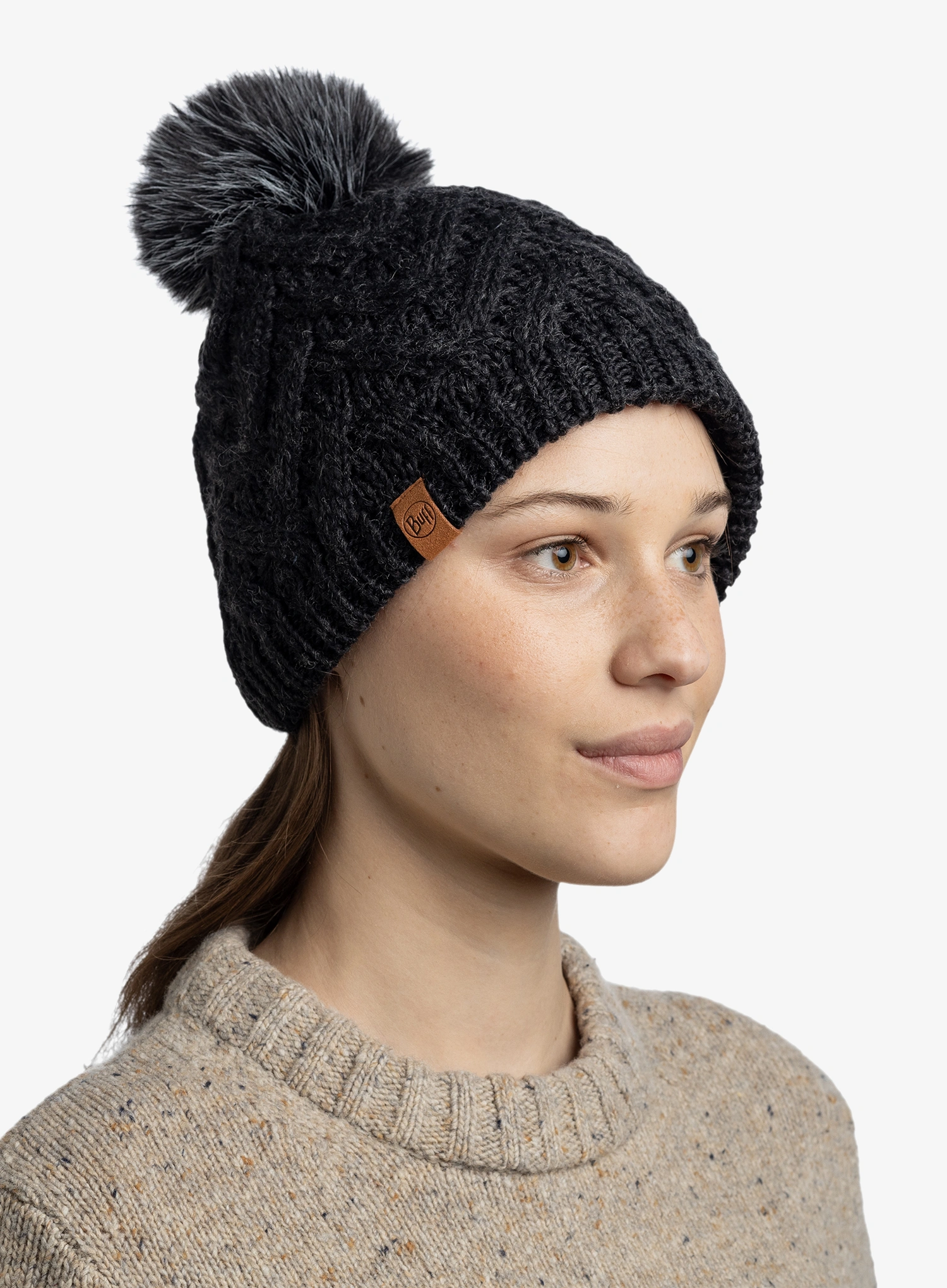 Шапка зимова жіноча Buff Knitted&Fleece Beanie Caryn - graphite