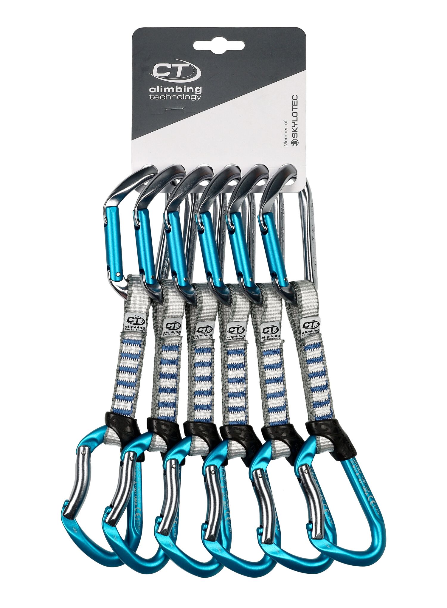 відтяжки Climbing Technology/SKYLOTEC Salto Set NY 12 cm 6-Pack - titanium/electricblue