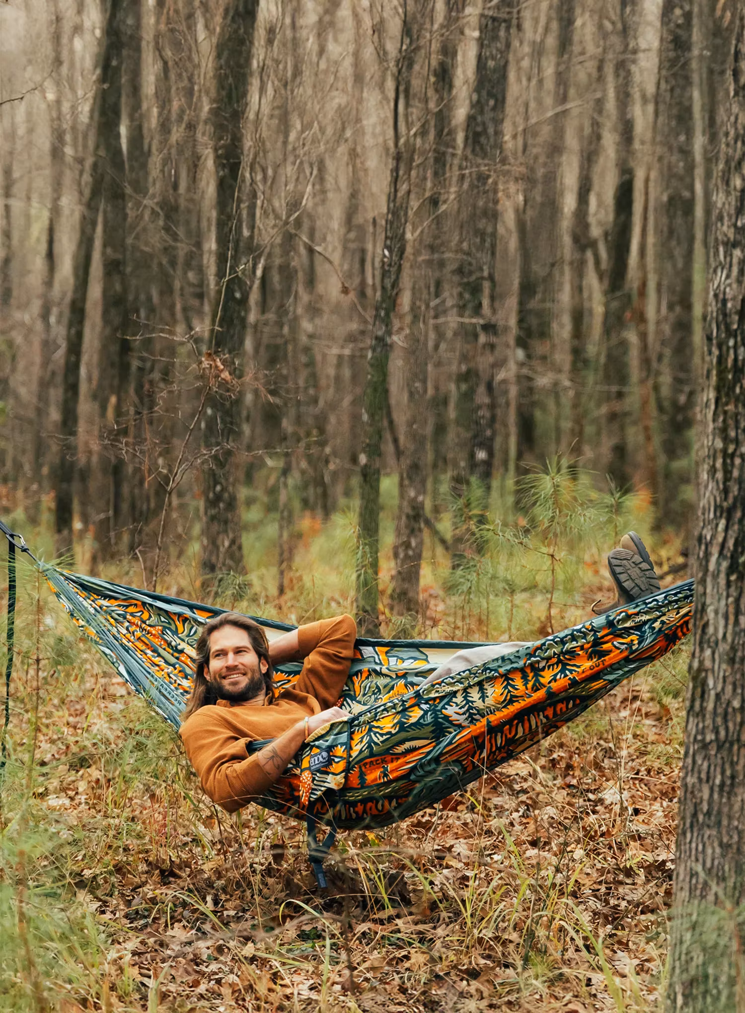 Гамак туристичний двомісний ENO DoubleNest Print - Giving Back Hammock - keep it wild/spruce