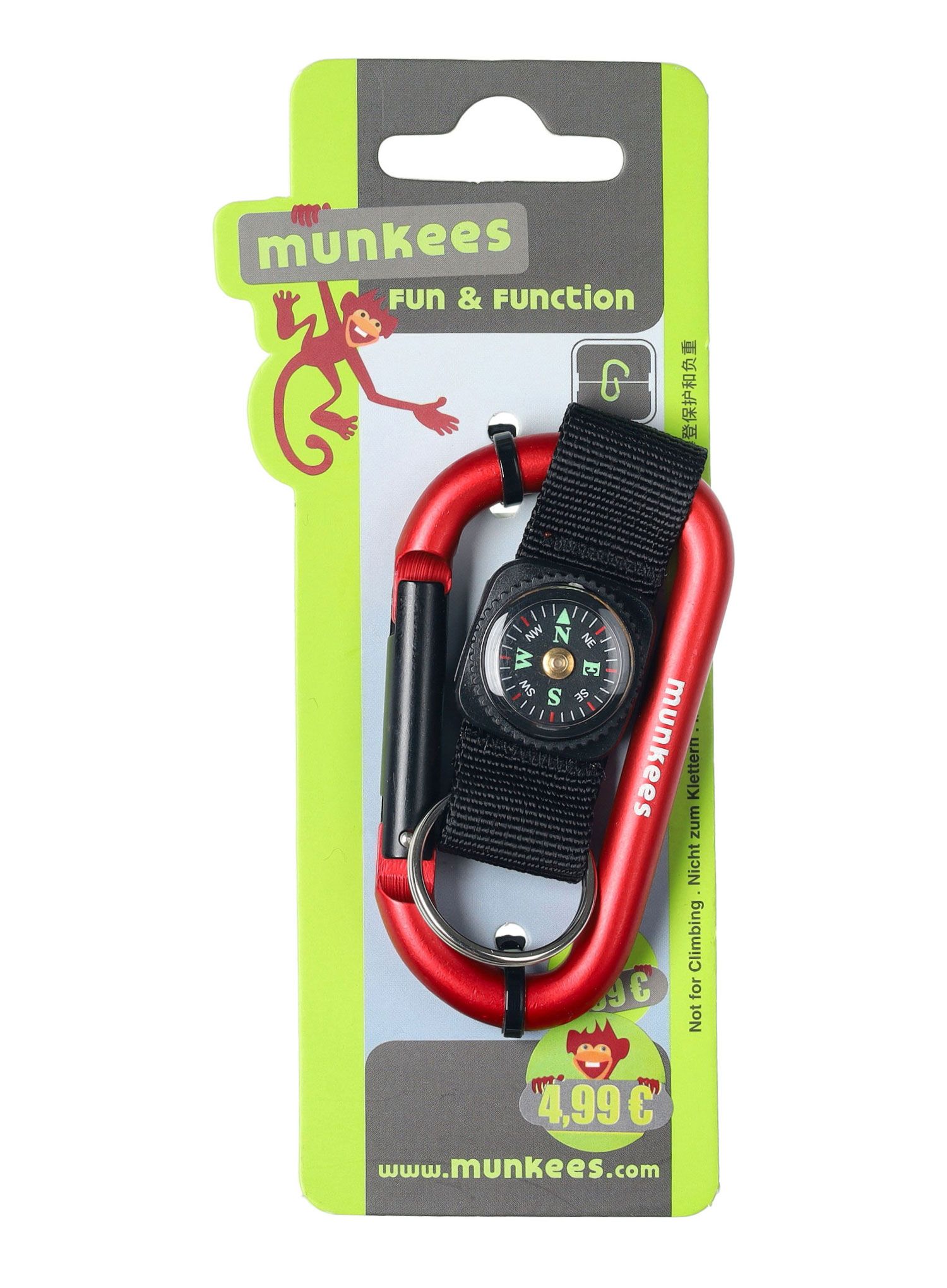 Карабінчик Munkees Carabiner 8 mm w/Compass Strap