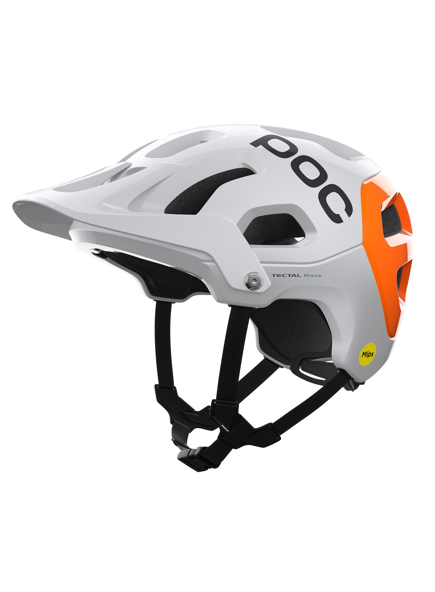 Шолом велосипедний POC Tectal Race Mips NFC - white/fluorescent orange