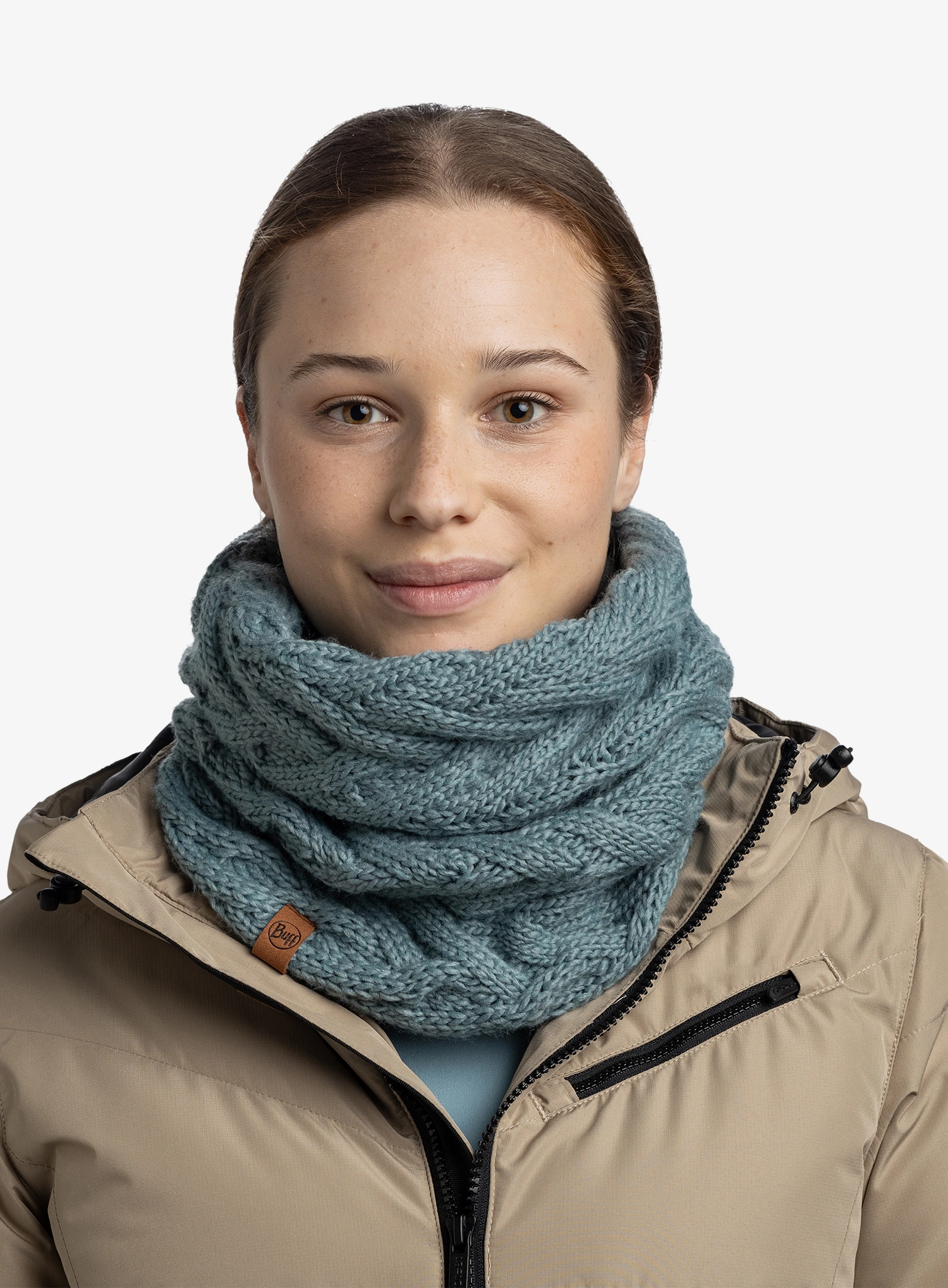 Пов'язка жіноча Buff Knitted&Fleece Neckwarmer Caryn - blue glass
