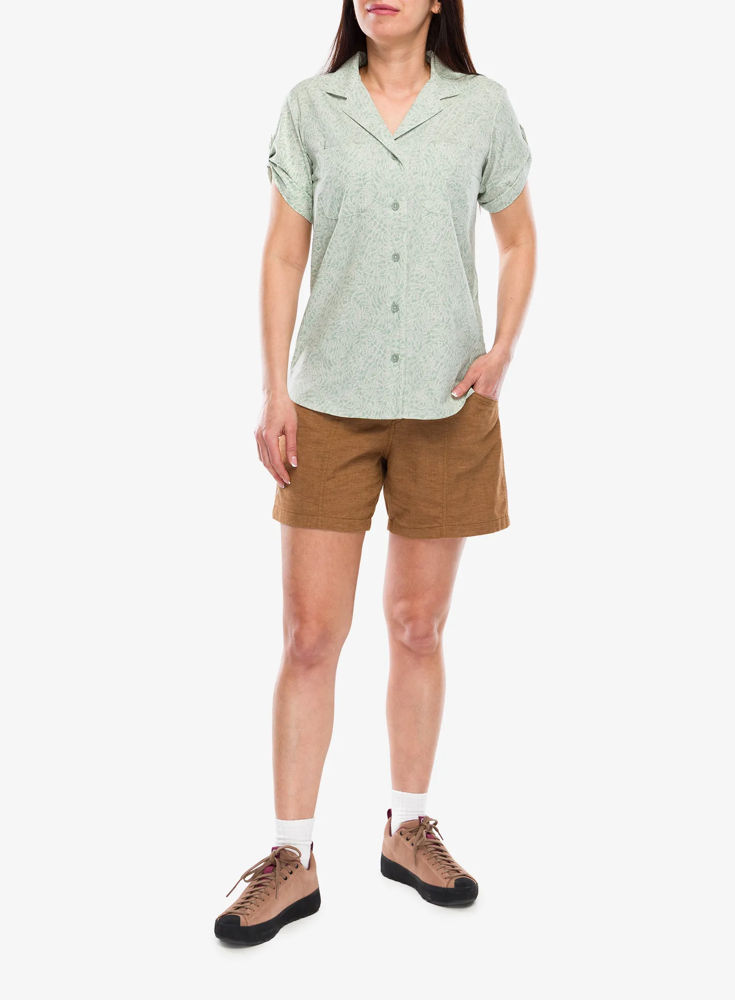 Сорочка жіноча Royal Robbins Spotless Evolution Meadow SS - sage leaf briar pt