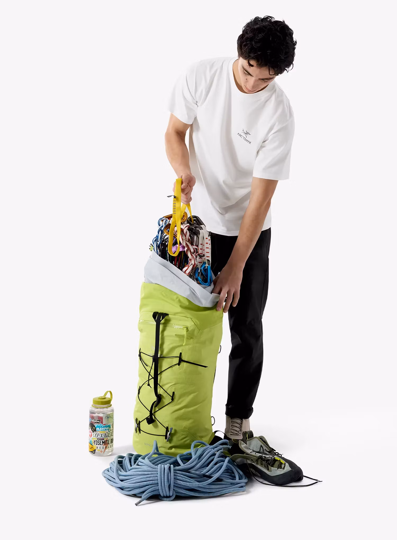 Футболка бавовняна Arcteryx Kragg SL Cotton Bird Word SS - white light/black