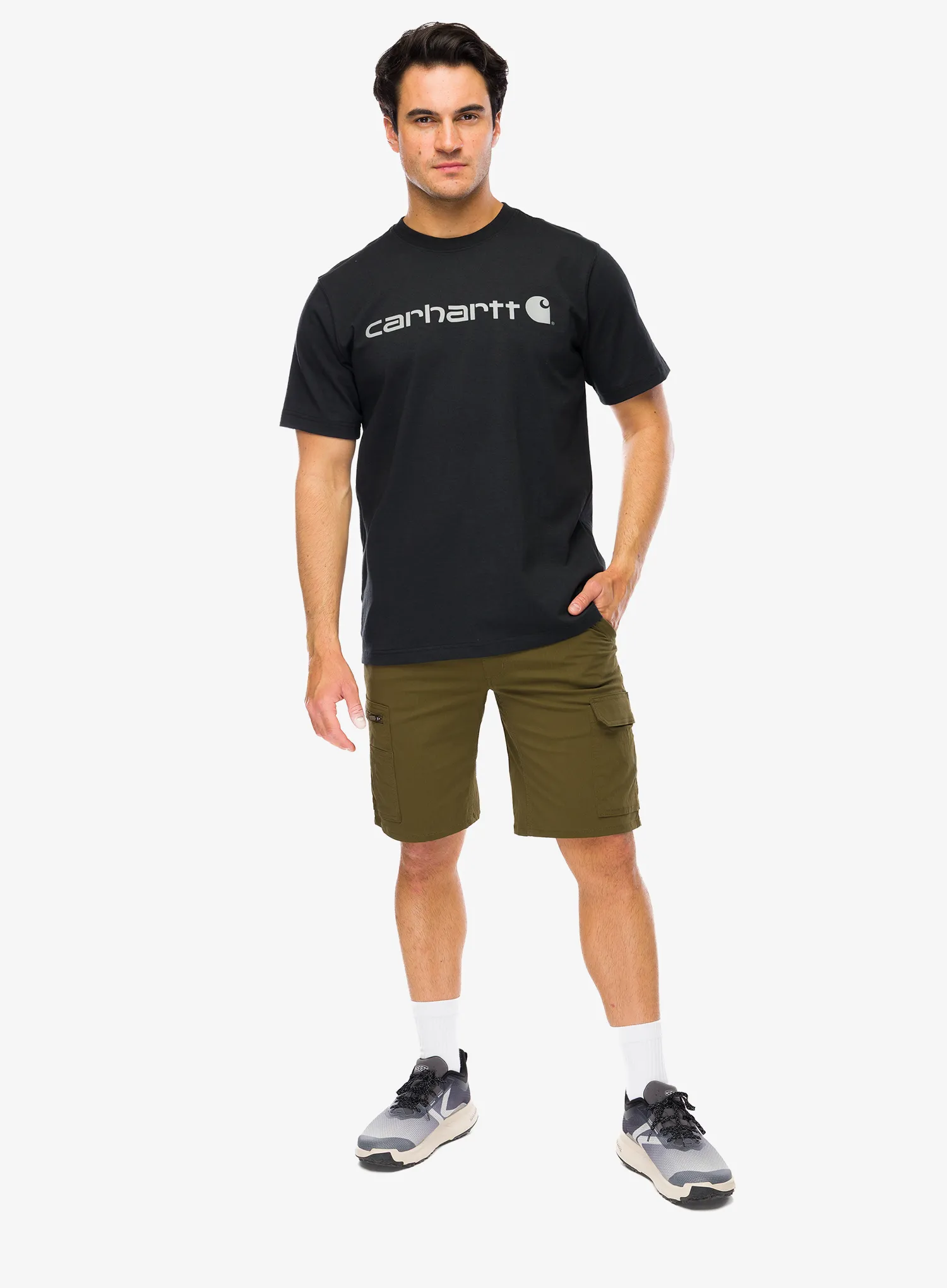 Футболка бавовняна Carhartt Dearborn Relaxed Logo T-Shirt - black/gray