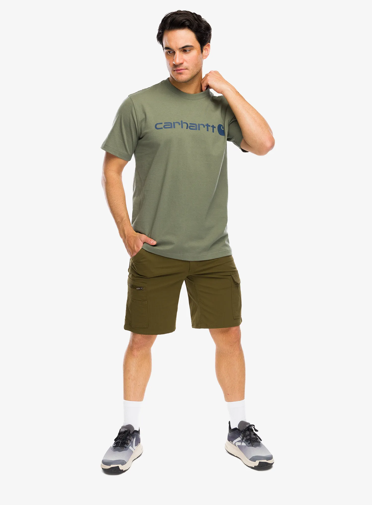 Футболка бавовняна Carhartt Dearborn Relaxed Logo T-Shirt - dusty olive