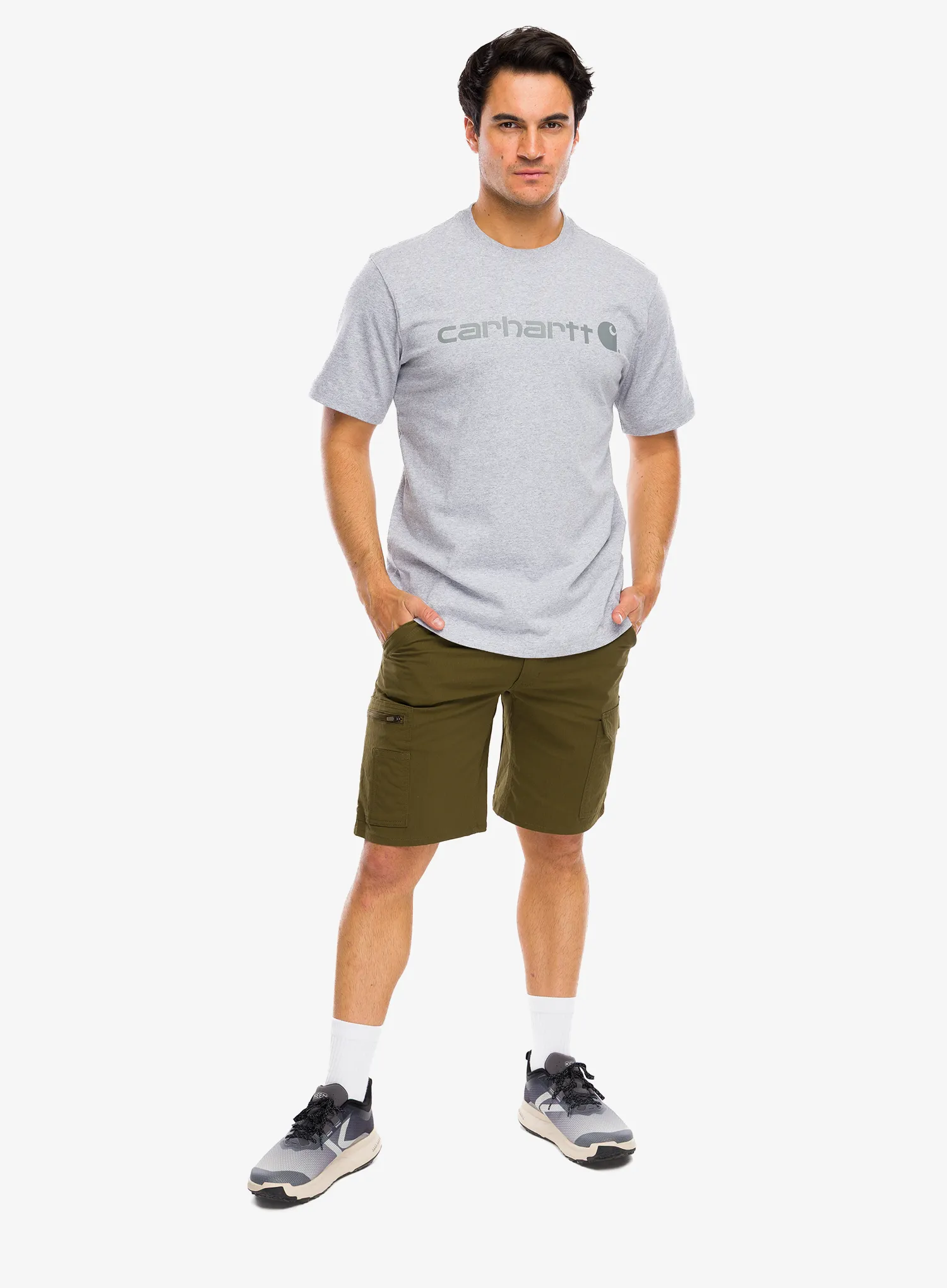 Футболка бавовняна Carhartt Dearborn Relaxed Logo T-Shirt - heather gray/gray