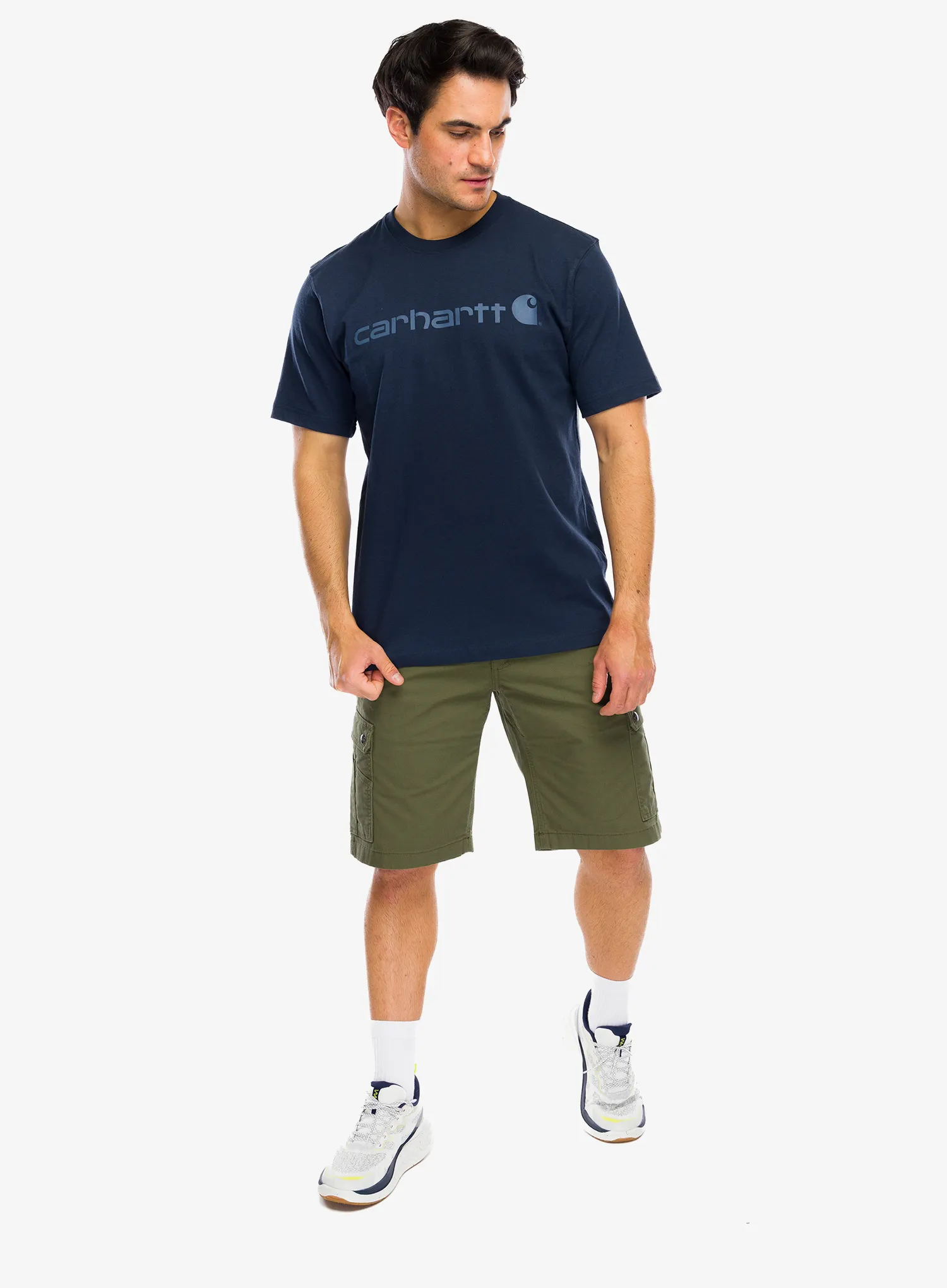 Футболка бавовняна Carhartt Dearborn Relaxed Logo T-Shirt - navy/dark blue