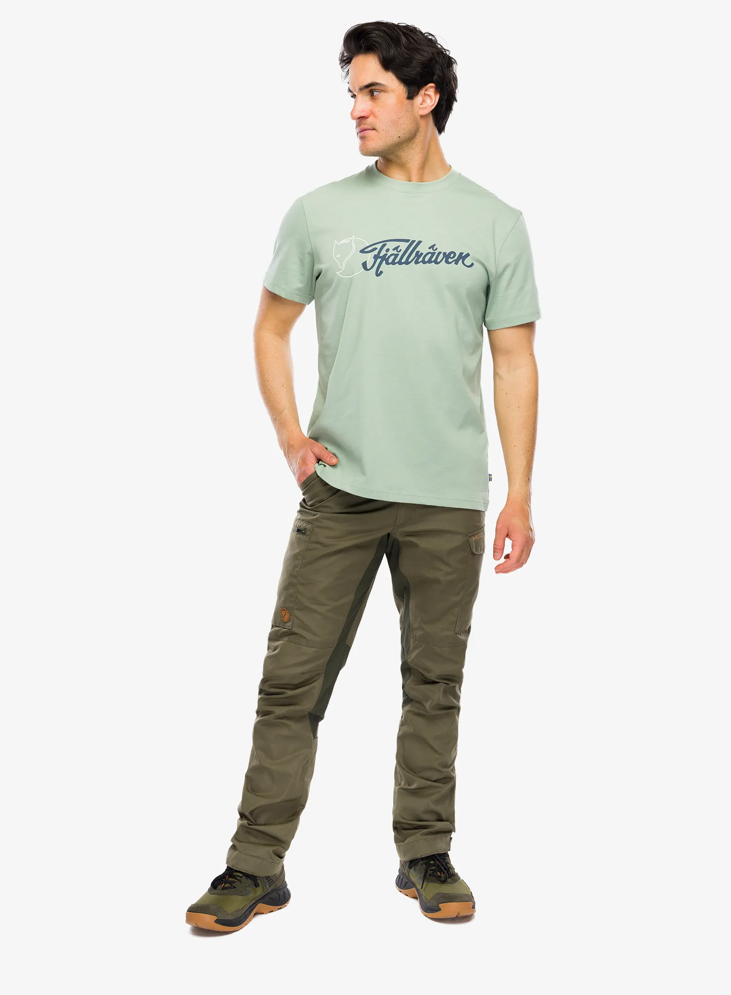 Футболка бавовняна Fjallraven Archive Logo T-Shirt - misty green