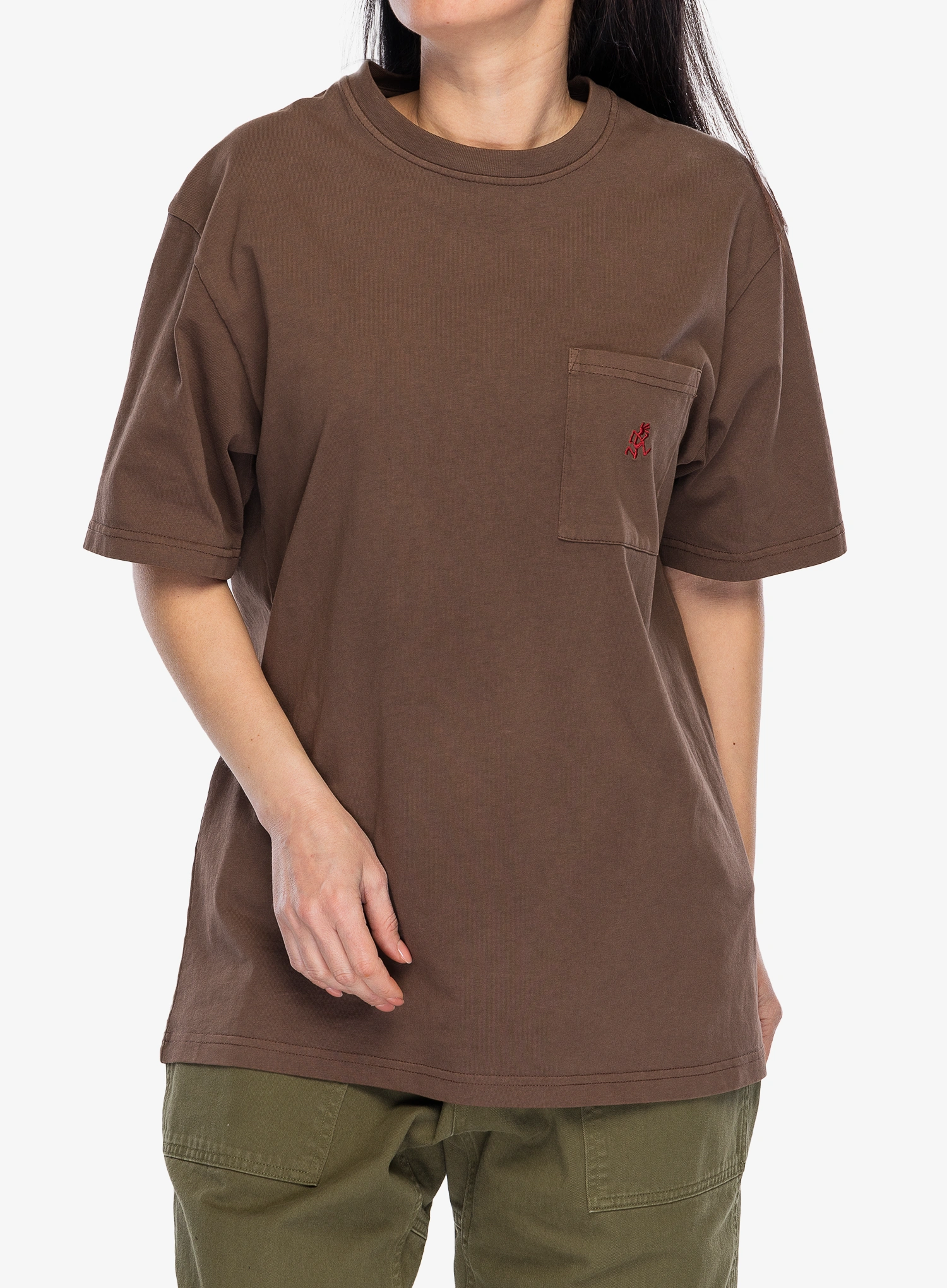 Футболка бавовняна Gramicci One Point Tee Pigment Dyed - brown pigment