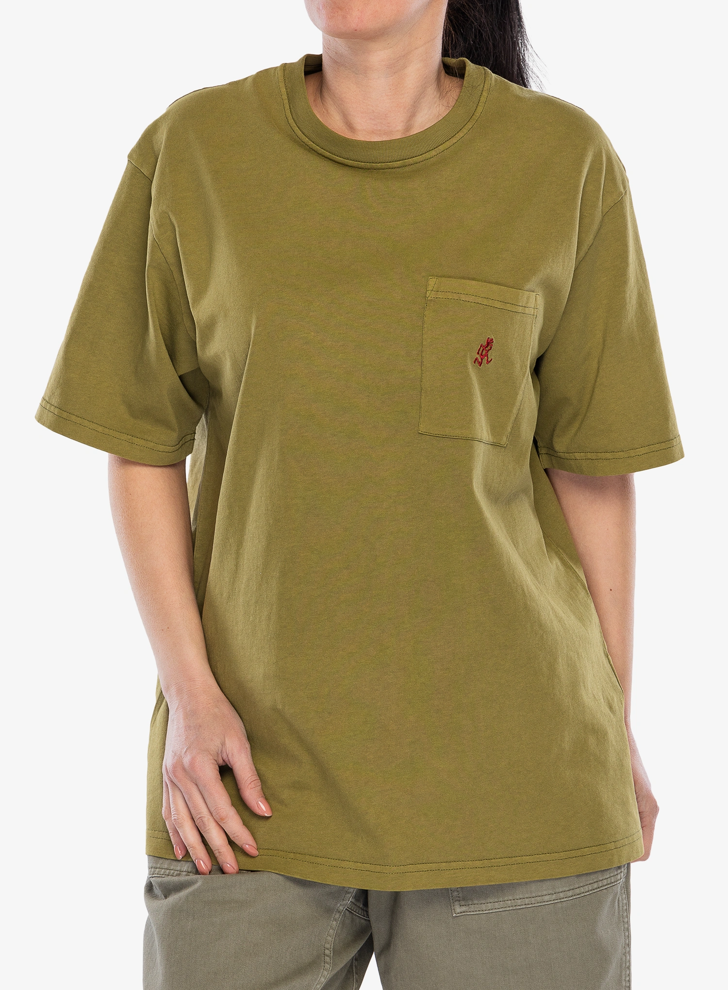 Футболка бавовняна Gramicci One Point Tee Pigment Dyed - pistachio pigment