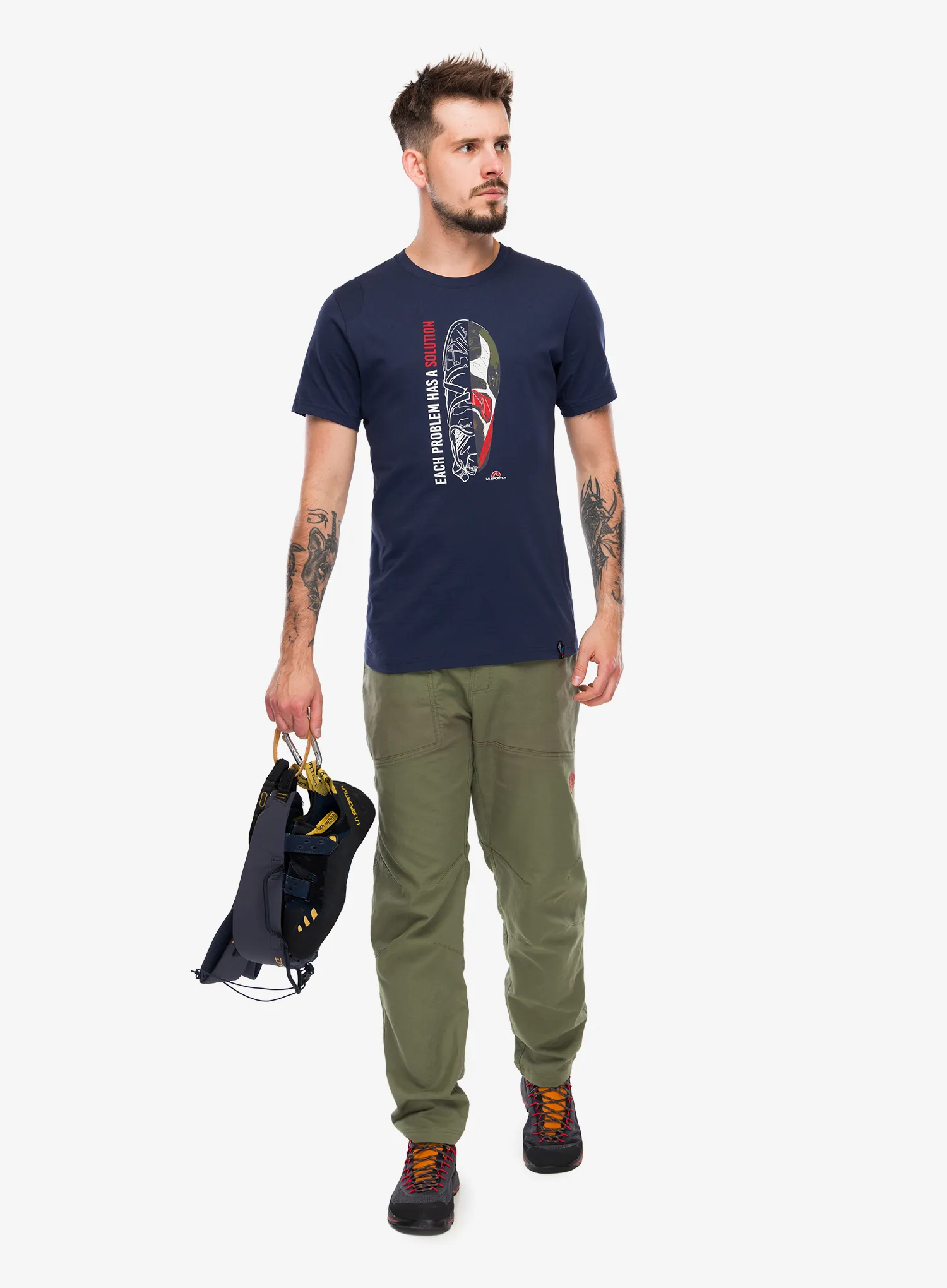 Футболка бавовняна La Sportiva Solution T-Shirt - night sky/mountain red
