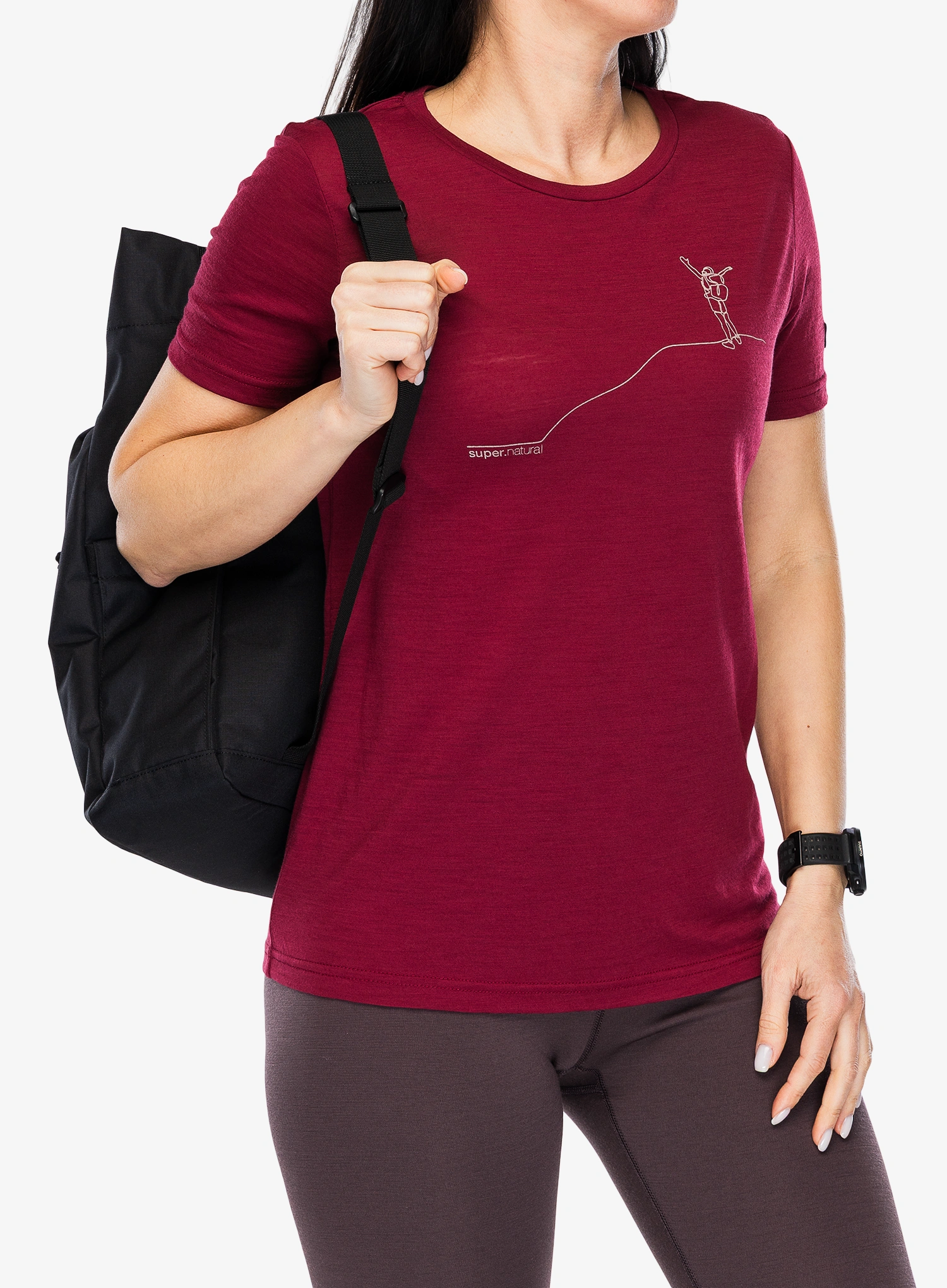 Футболка жіноча Super.natural Berggluck Tee - beet red/feather grey
