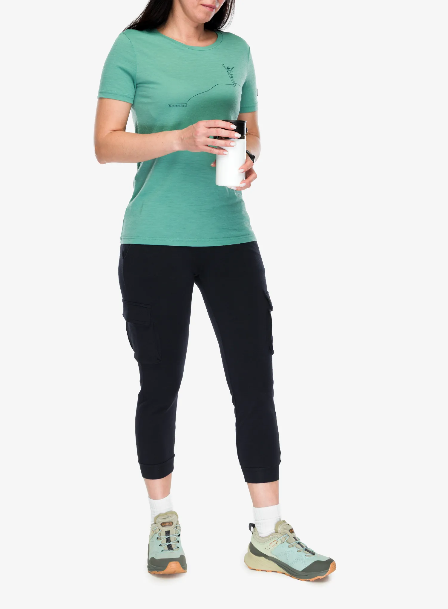 Футболка з мериноса жіноча Super.natural Berggluck Tee - lagoon green/pacific