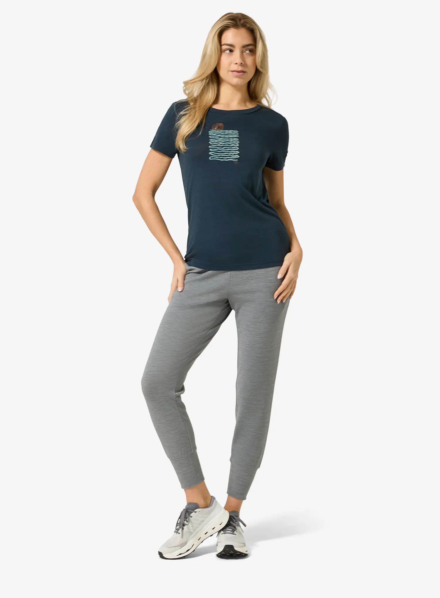 Футболка з мериноса жіноча Super.natural Sea Line Tee - blueberry/various