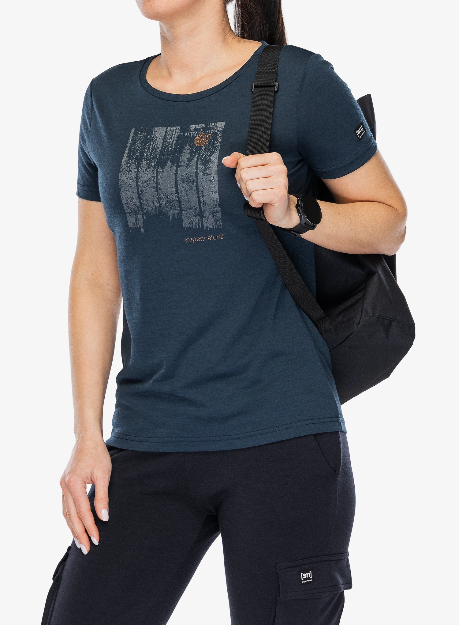 Футболка з мериноса жіноча Super.natural Wonder Wald Tee - blueberry/various