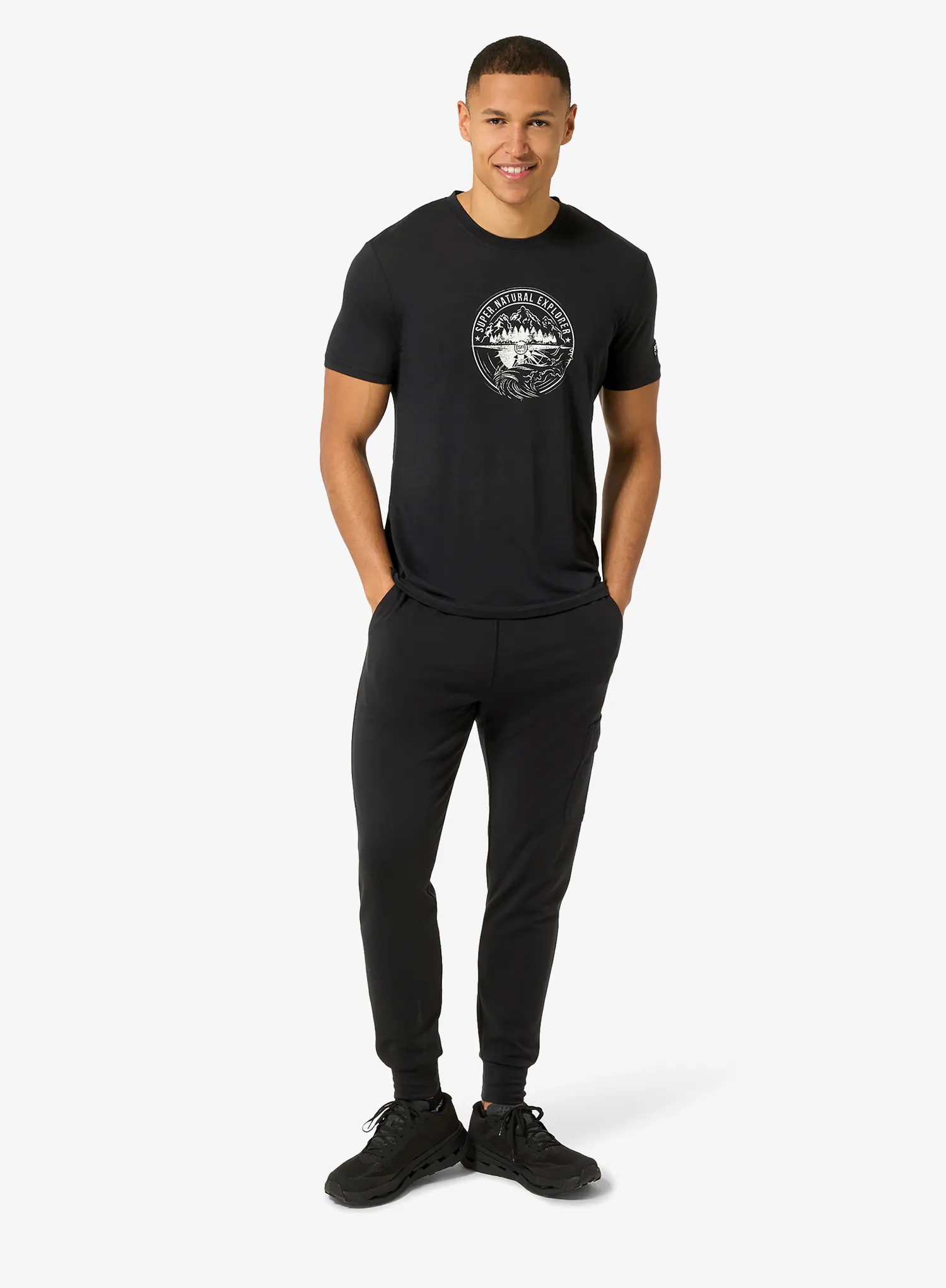 Футболка з мериноса Super.natural Exploring Tee - jet black/feather grey