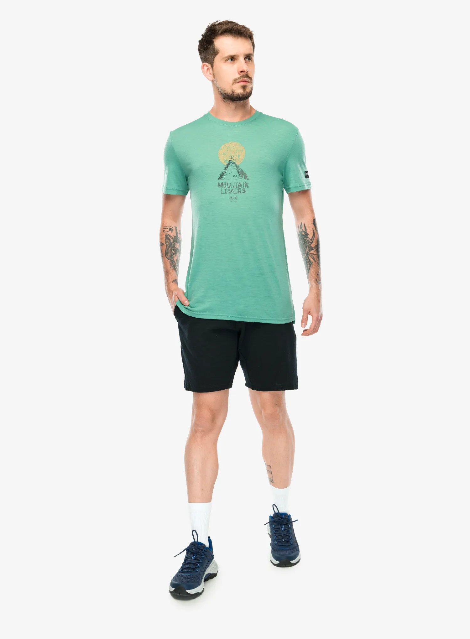 Футболка з мериноса Super.natural No Map Tee - lagoon green/various
