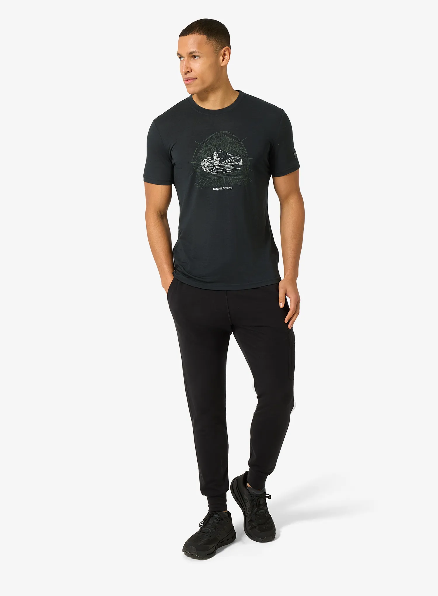 Футболка з мериноса Super.natural Tent View Tee - jet black/various