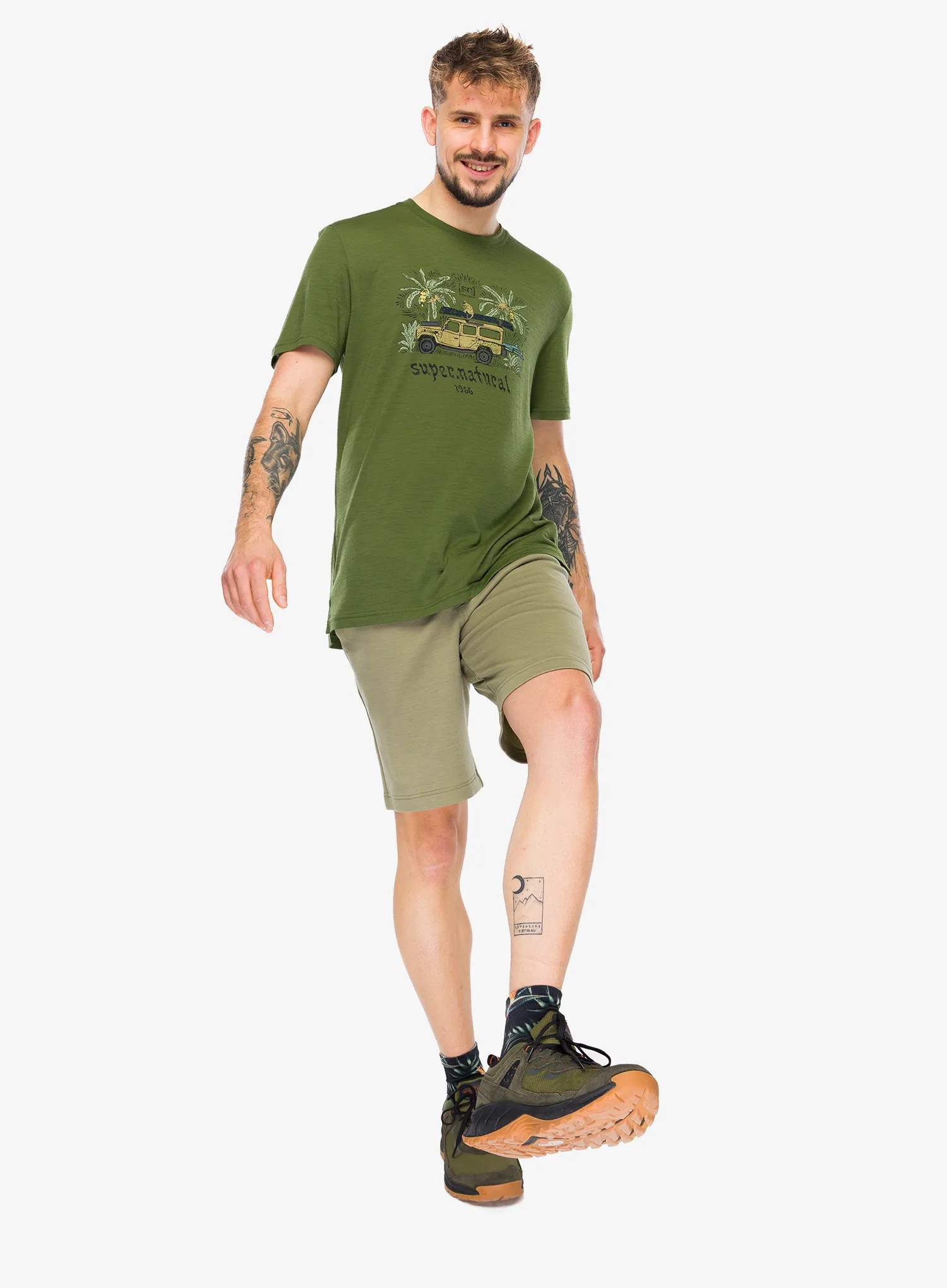 Футболка з мериноса Super.natural Tropicar Tee - chive/various
