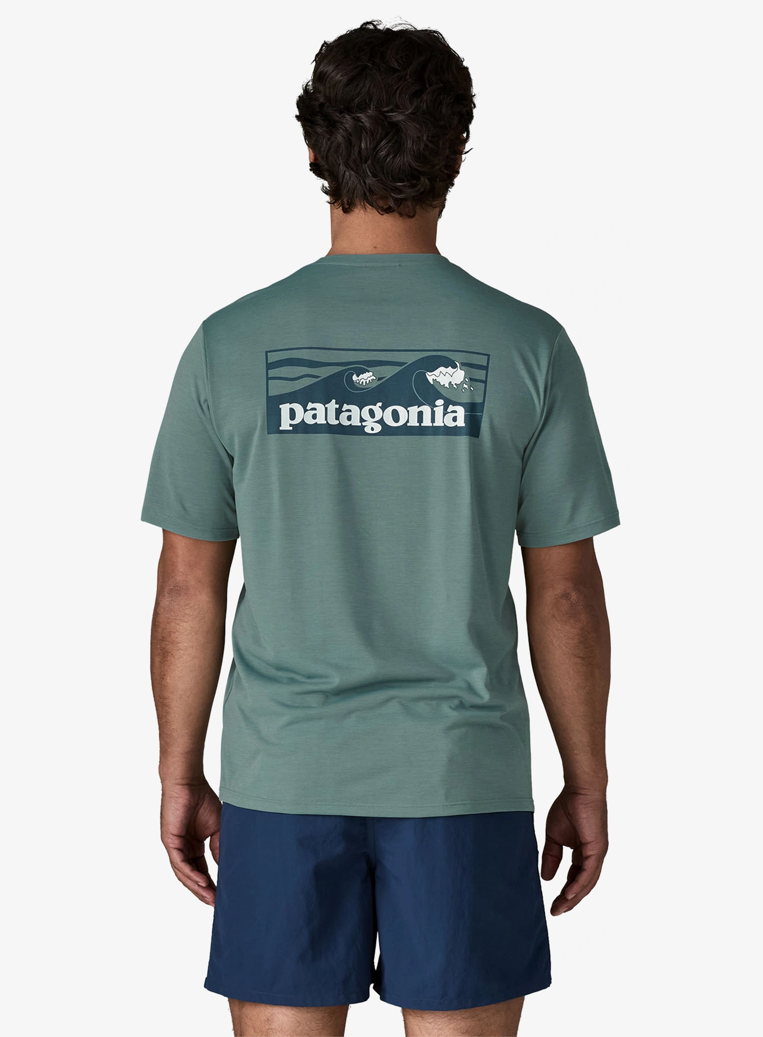 Швидковисихаюча футболка Patagonia Cap Cool Daily Shirt Boardshort Logo - blue sage/l.blue sage x-dye