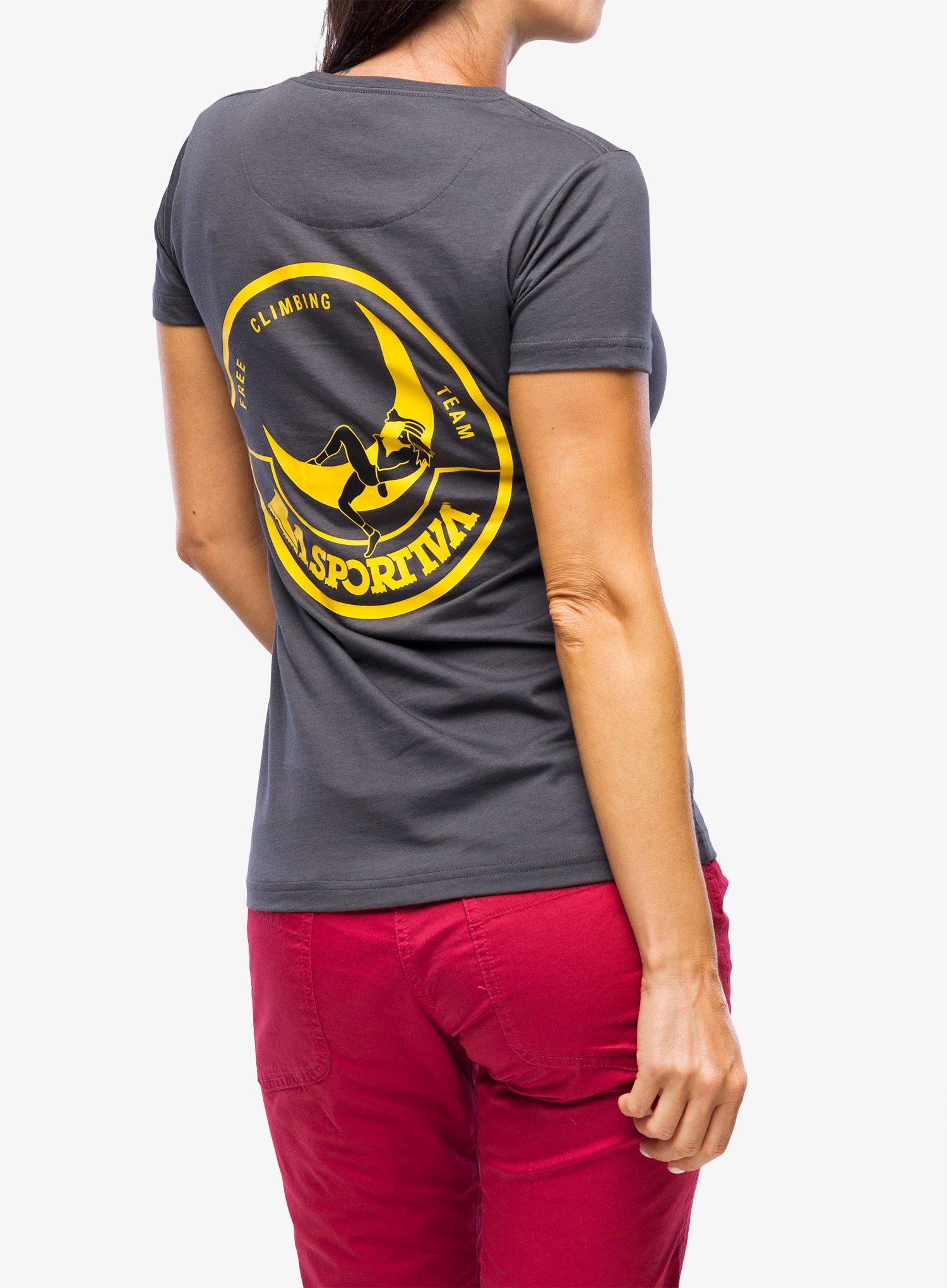 Футболка для скелелазіння жіноча La Sportiva Climbing on the Moon T-Shirt - carbon/giallo