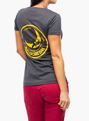 Футболка для скелелазіння жіноча La Sportiva Climbing on the Moon T-Shirt - carbon/giallo