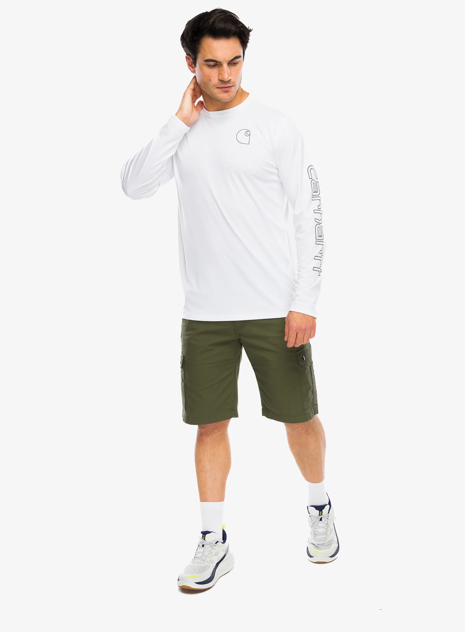 Футболка з довгими рукавами Carhartt Force Sun Defender Relaxed LS Logo T-Shirt - white