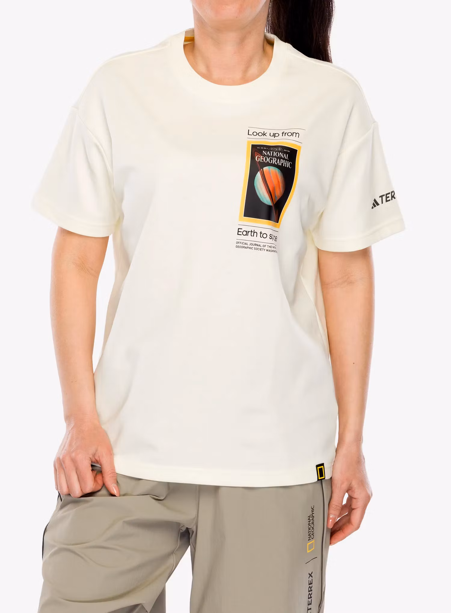 Футболка з принтом adidas TERREX National Geographic UF AEROREADY GFX Tee - ivory
