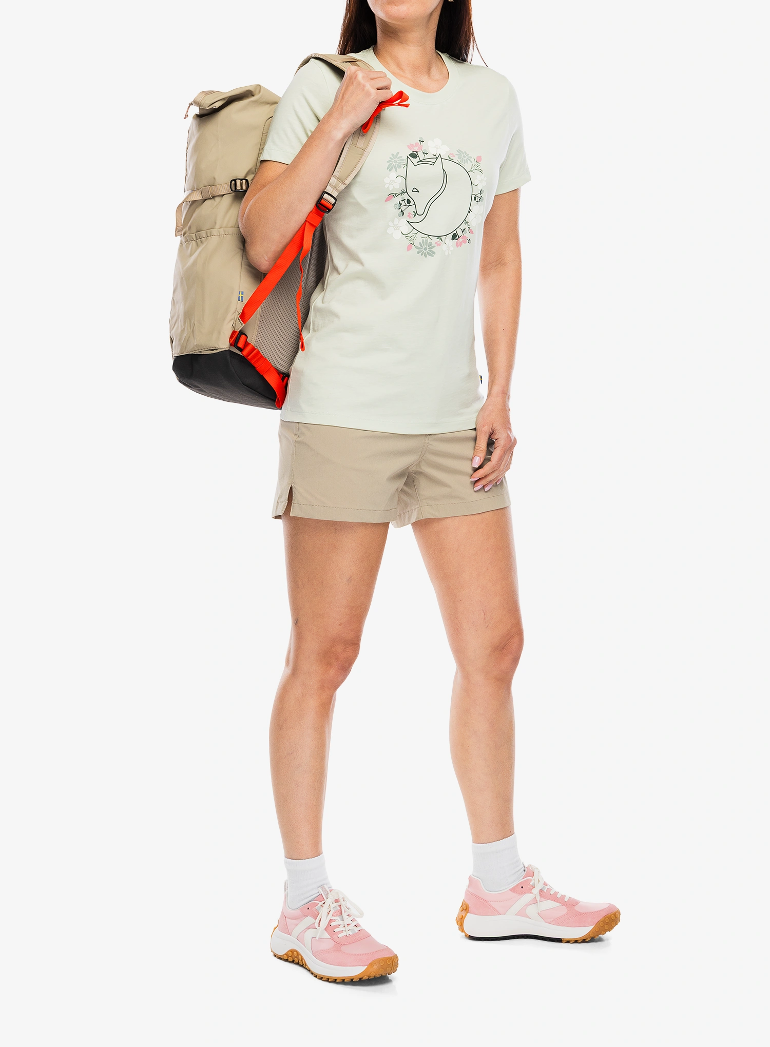 Футболка з принтом жіноча Fjallraven Fjallblomster Fox T-shirt - soft jade