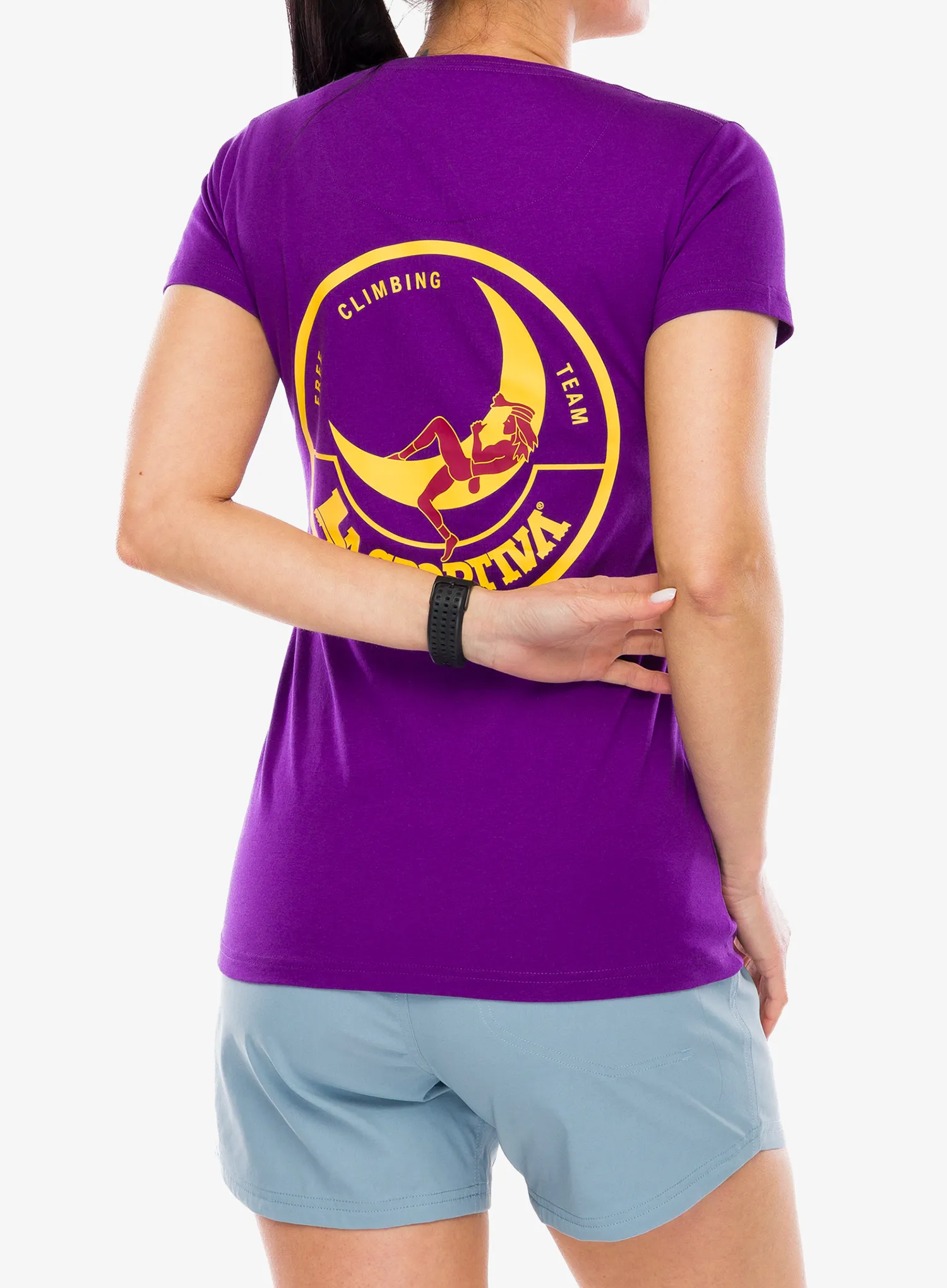 Футболка з принтом жіноча La Sportiva Climbing on the Moon T-Shirt - purple/yellow