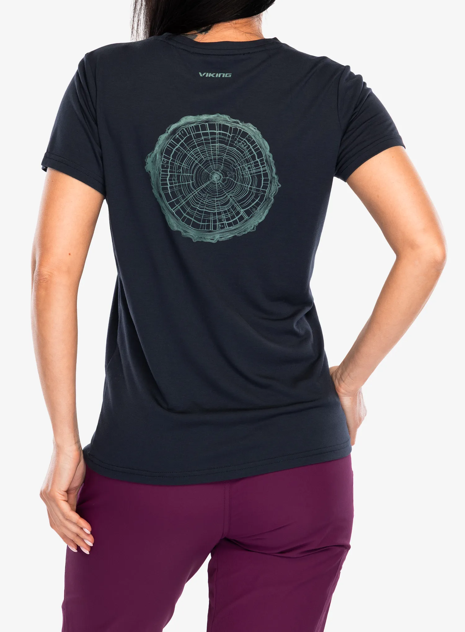 Футболка з принтом жіноча Viking Rune Bamboo - navy/turquise