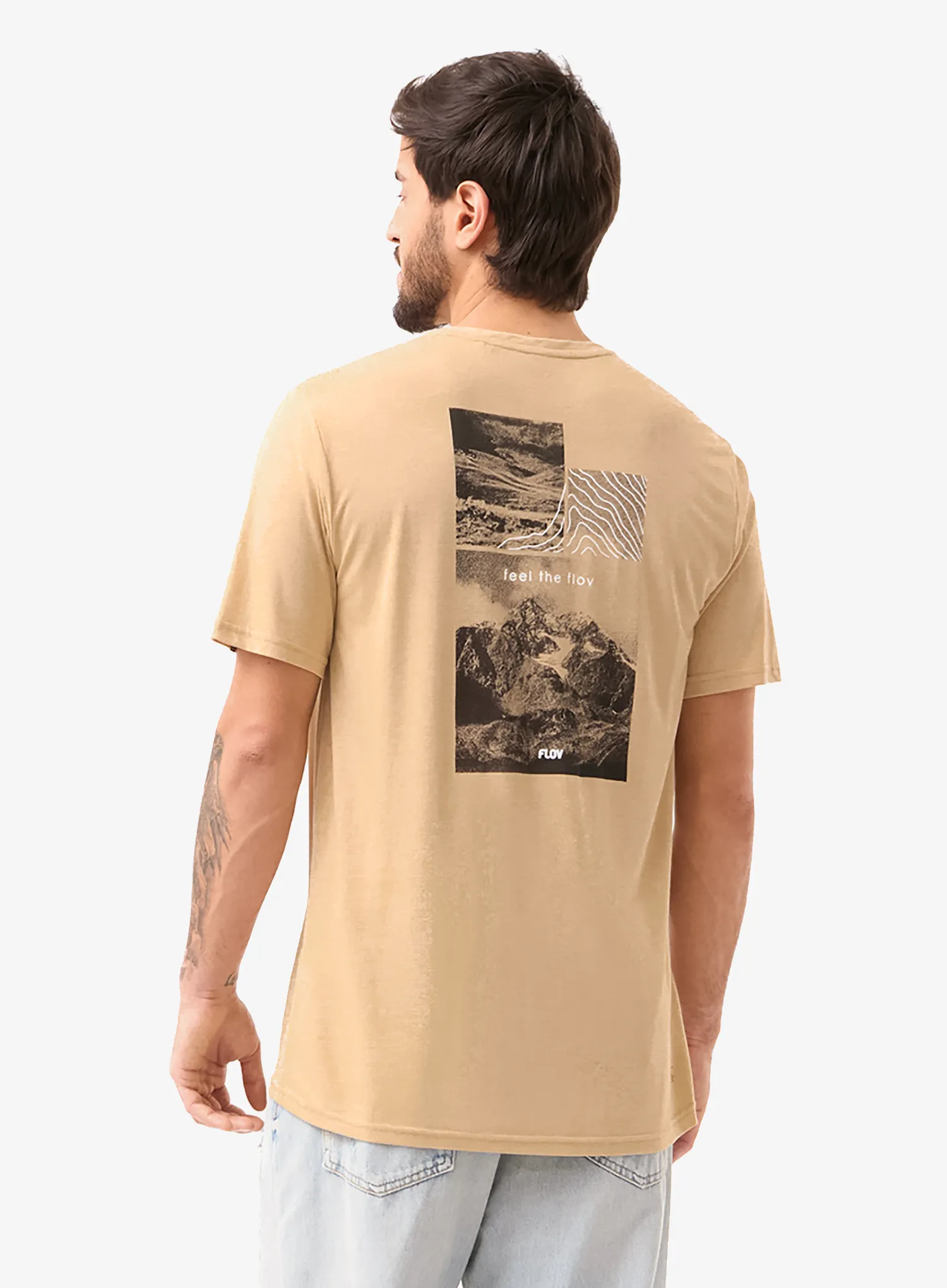 Футболка з принтом Flov Morro - beige/dark grey