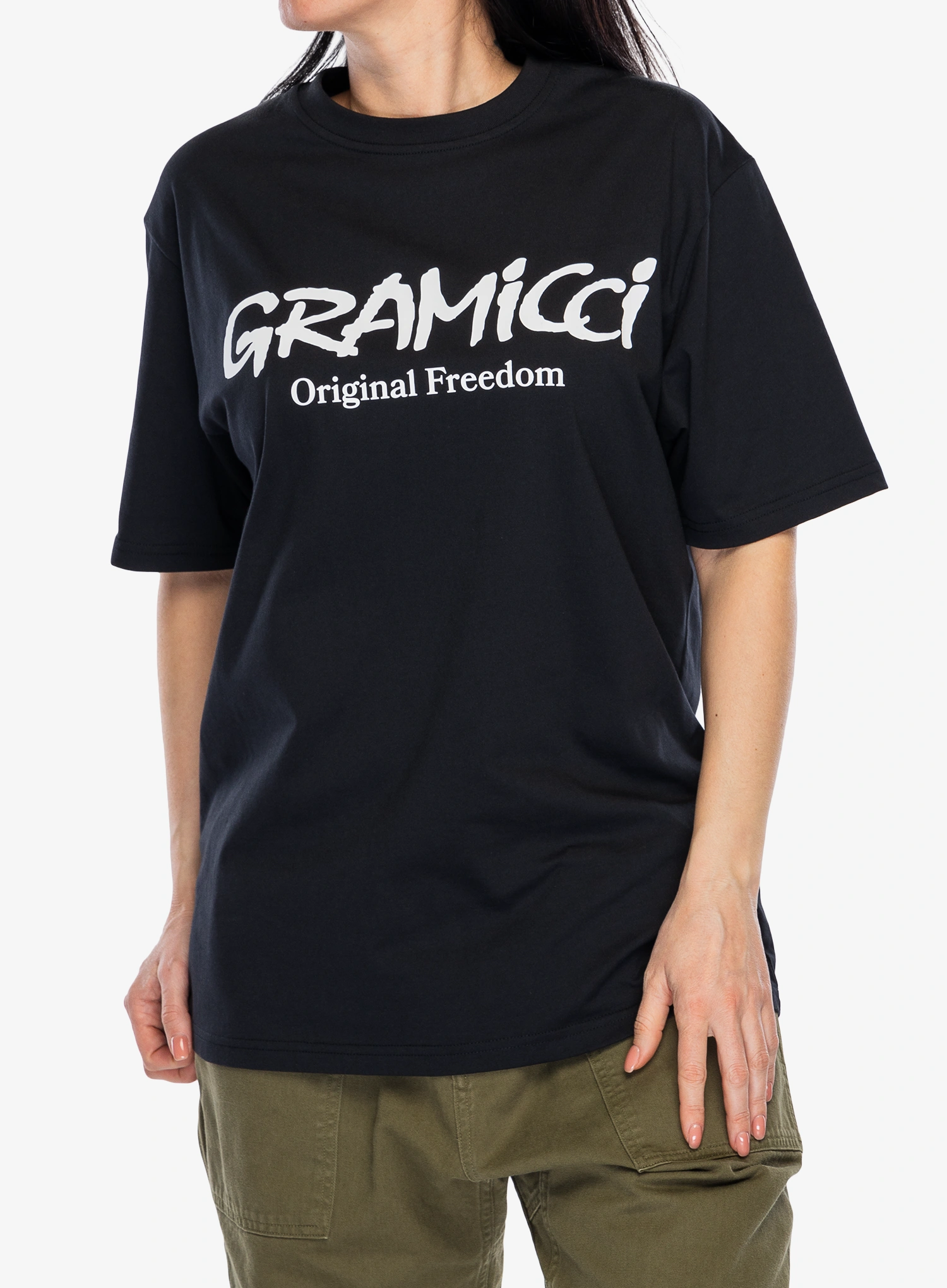 Футболка з принтом Gramicci Original Freedom Logo Tee - black