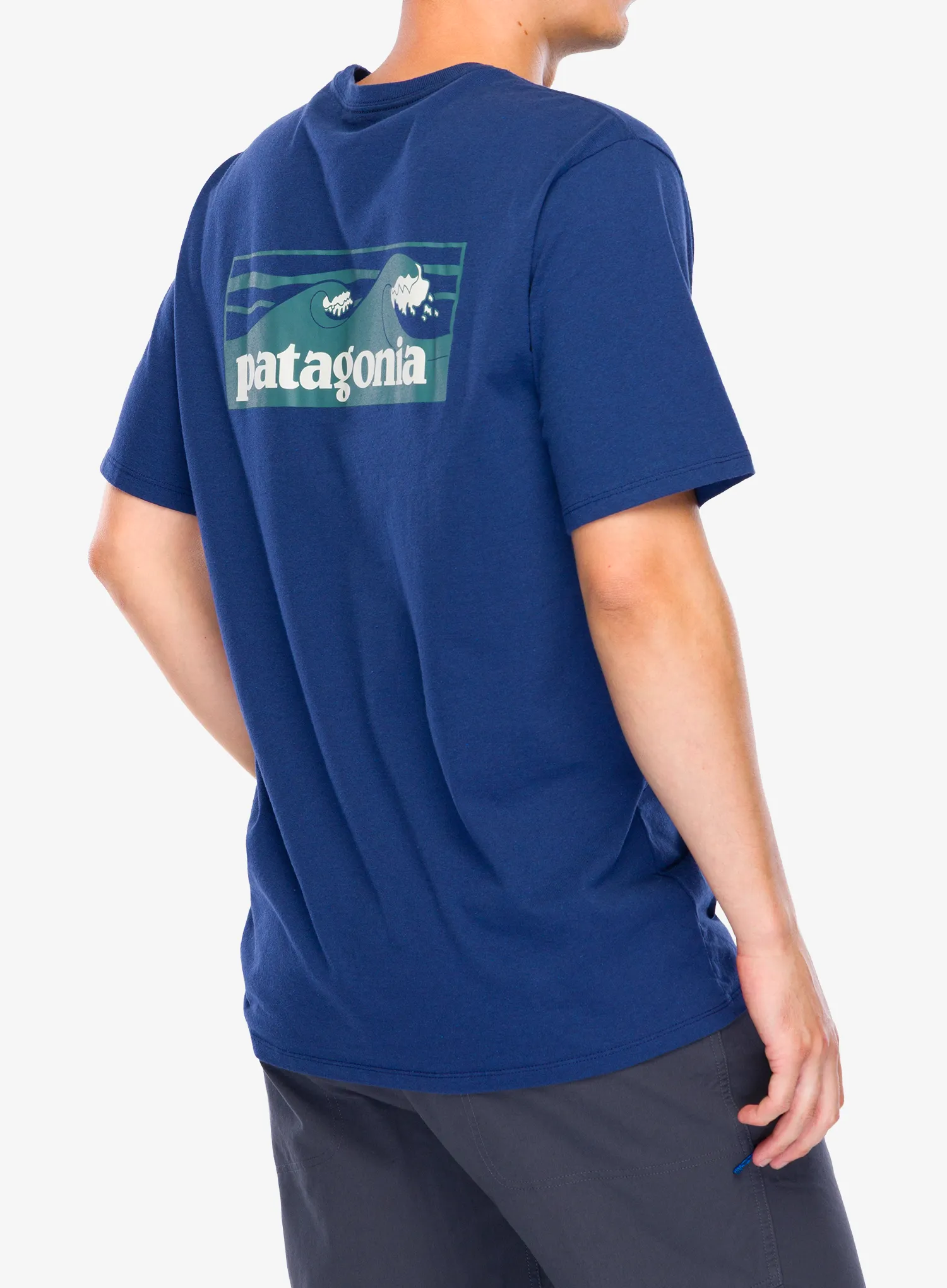Футболка з принтом Patagonia Boardshort Logo Pocket Responsibili-Tee - clement blue