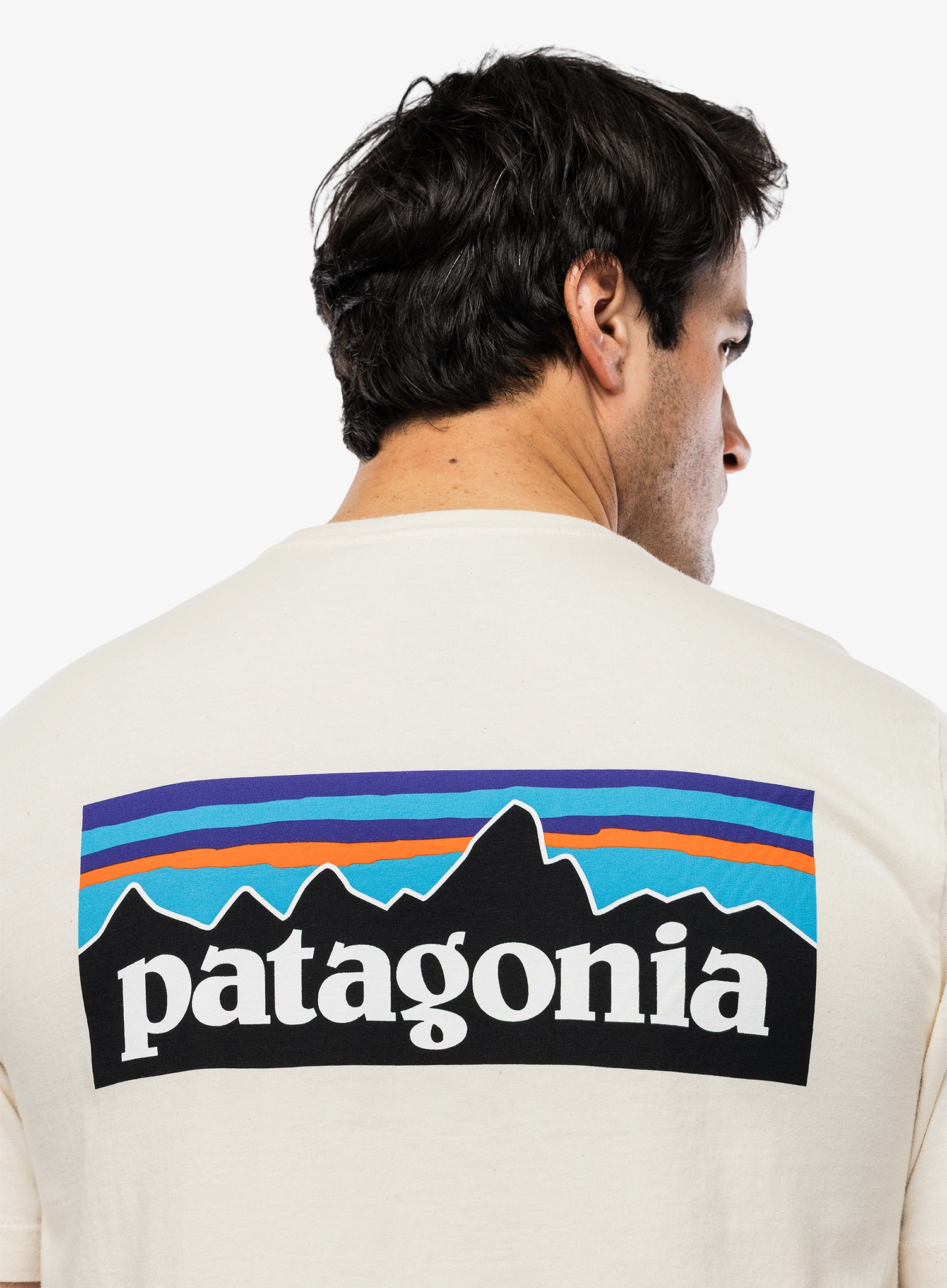 Футболка з принтом Patagonia P-6 Logo T-Shirt - undyed natural