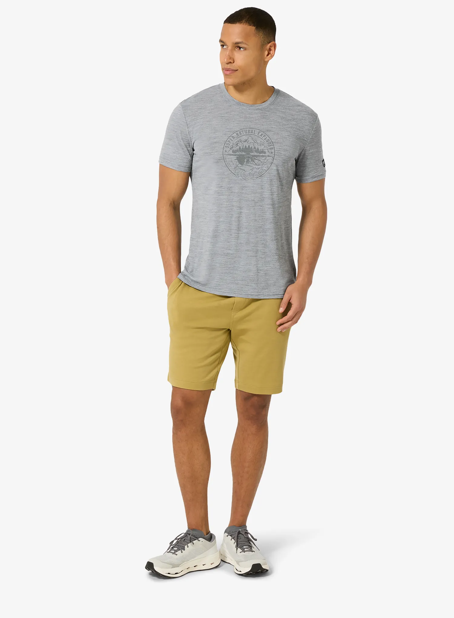 Футболка з принтом Super.natural Exploring Tee - c.mere grey mel/c.mere gry mel