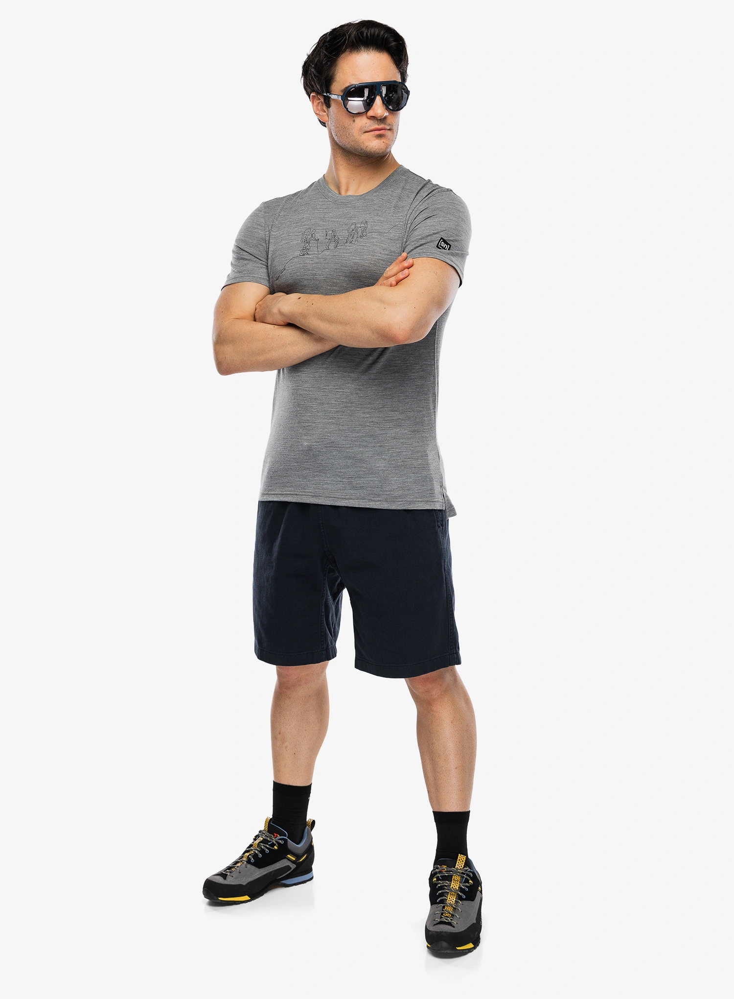 Футболка з принтом Super.natural Hiking Tee - c.mere grey mel/c.mere gry mel