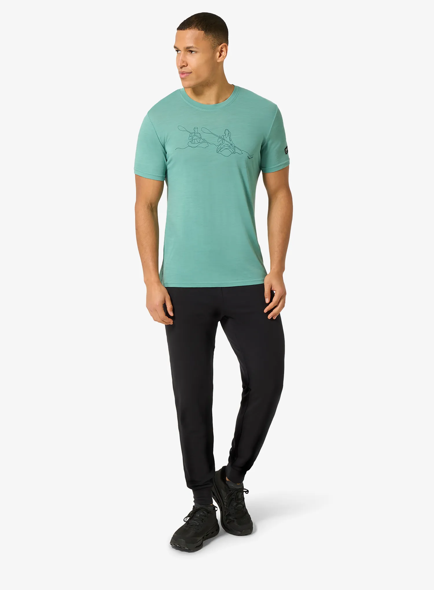 Футболка з принтом Super.natural Kanulines Tee - lagoon green/blueberry