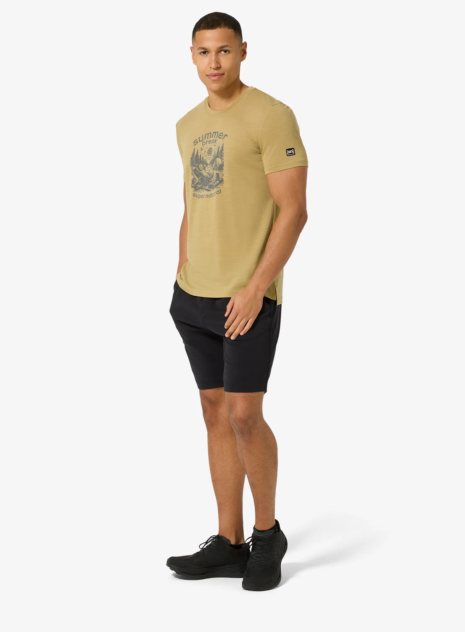 Футболка з принтом Super.natural Summer Break Tee - sahara/cashmere grey melange