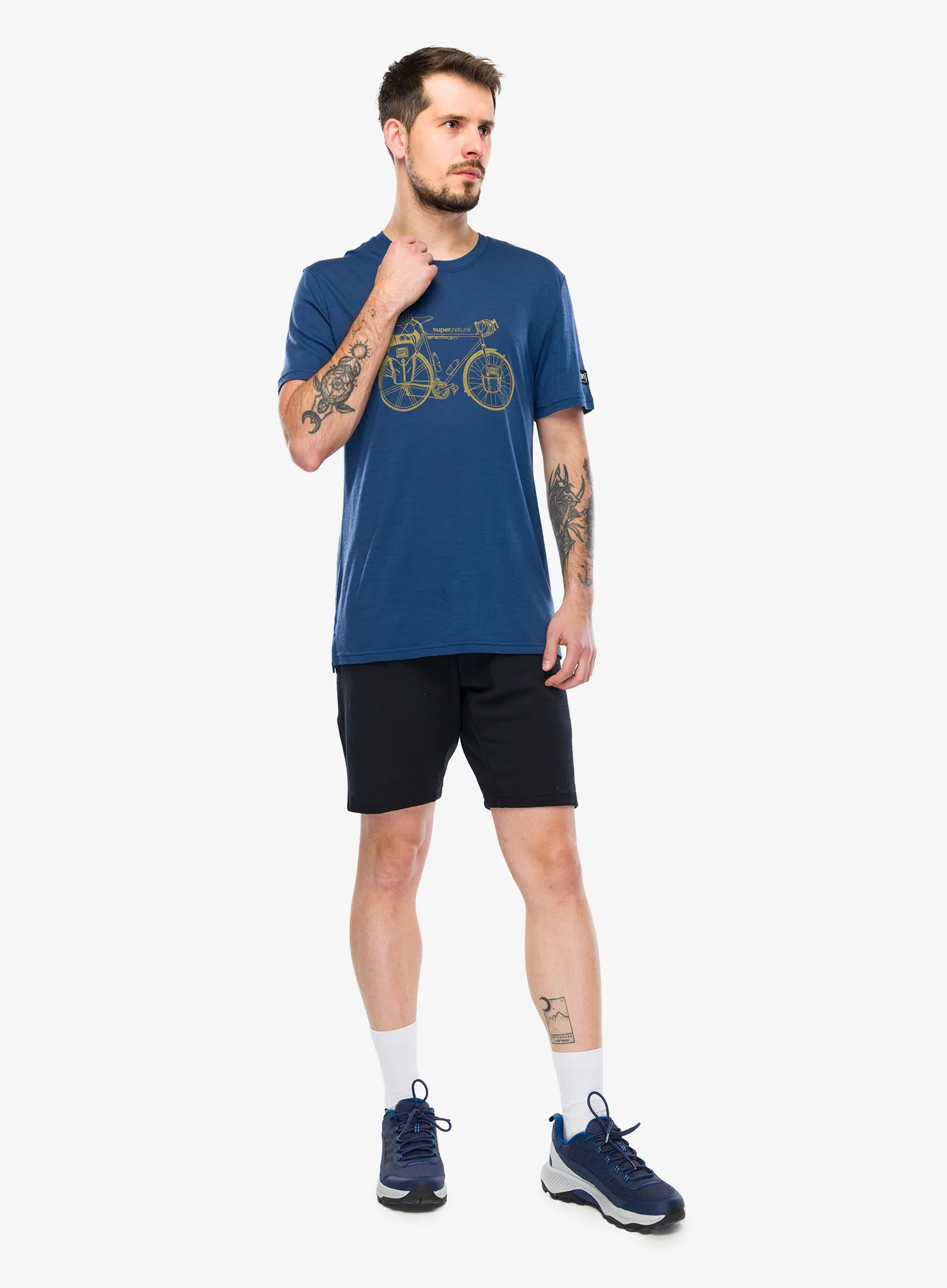 Футболка з принтом Super.natural Wander Wheel Tee - ocean blue/dried tobacco
