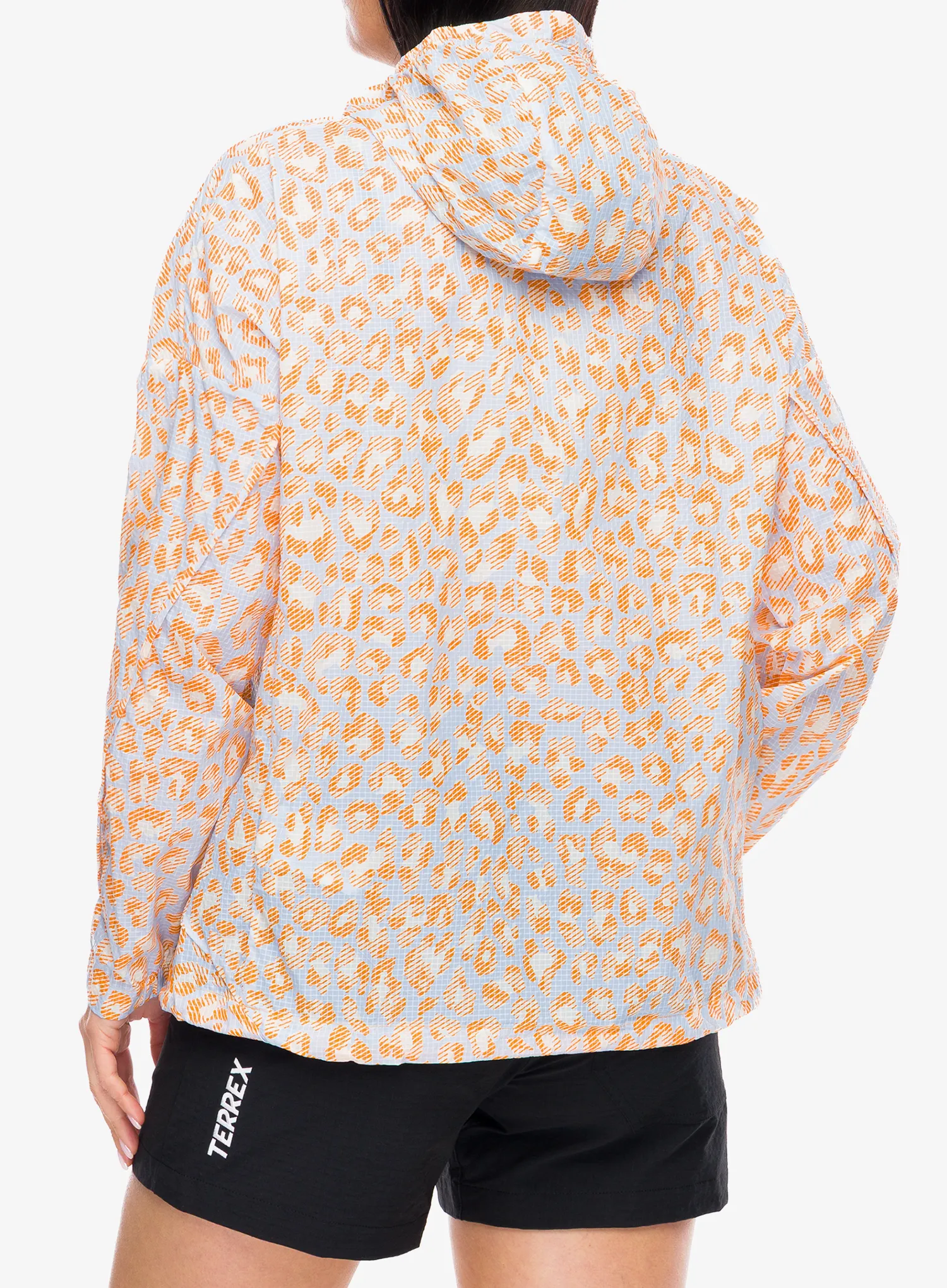 Куртка жіноча adidas TERREX Xploric CLIMA365 Printed Wind Anorak - white/glow blue/pure tangerine